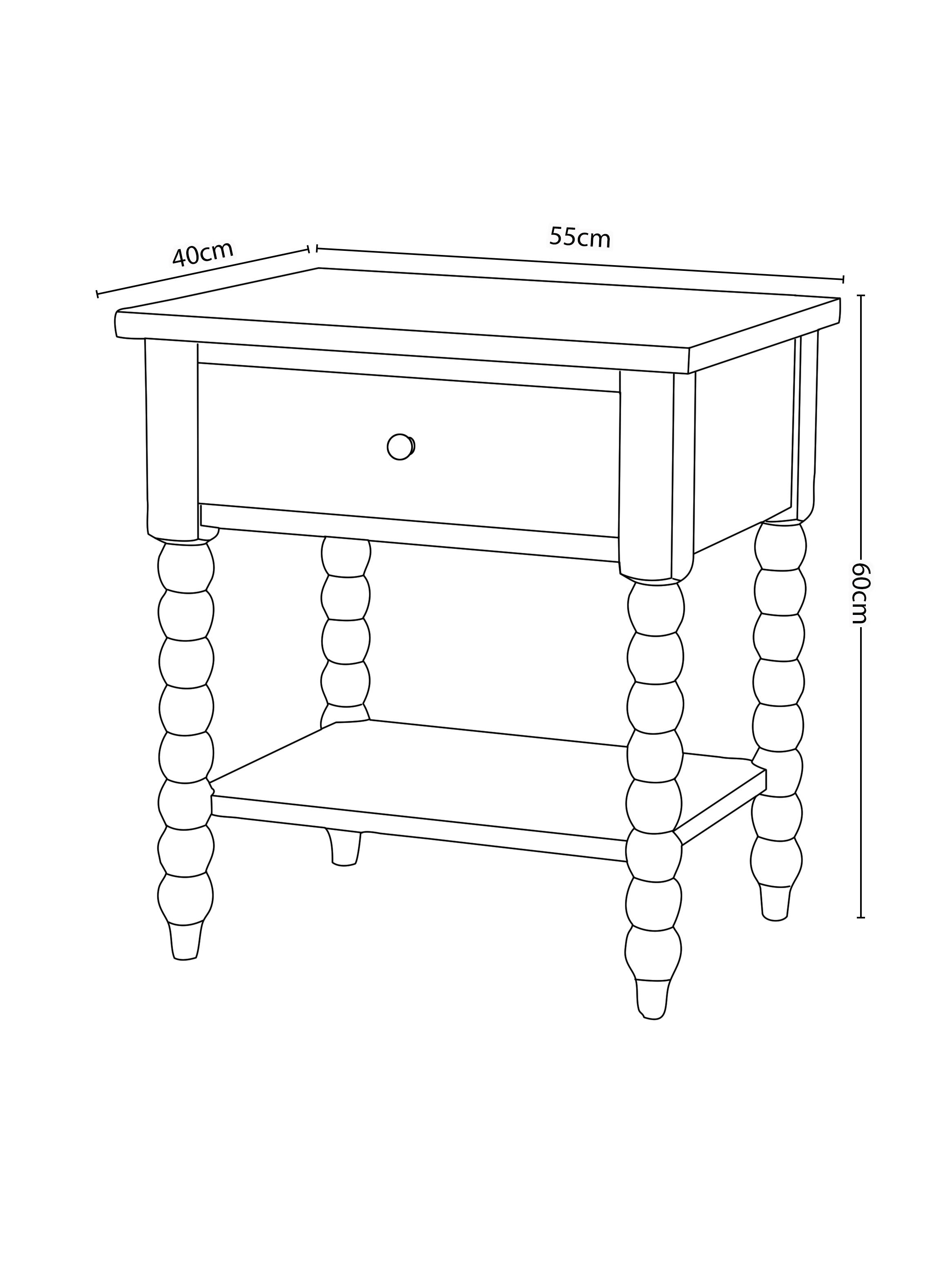 Velador Ecléctica 1 Cajón 55x40x60 cm-1