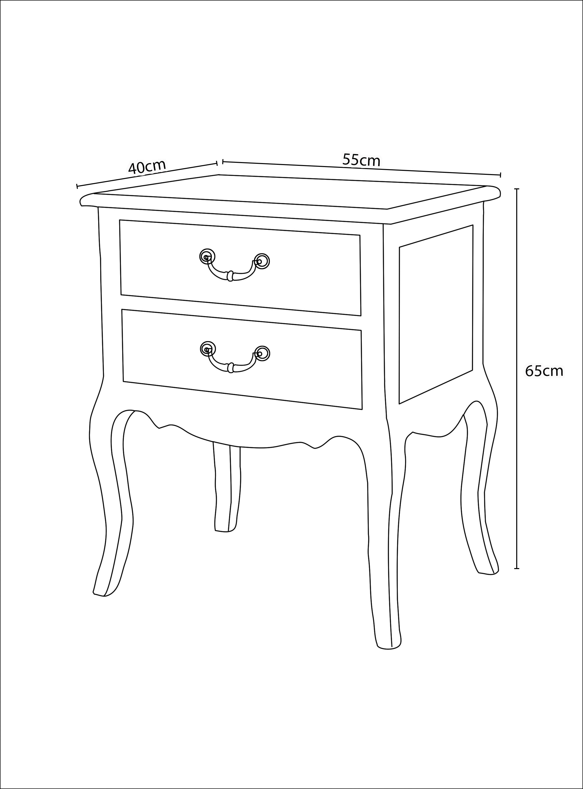 Velador Normandía 2 Cajones 55x40x65 cm-1