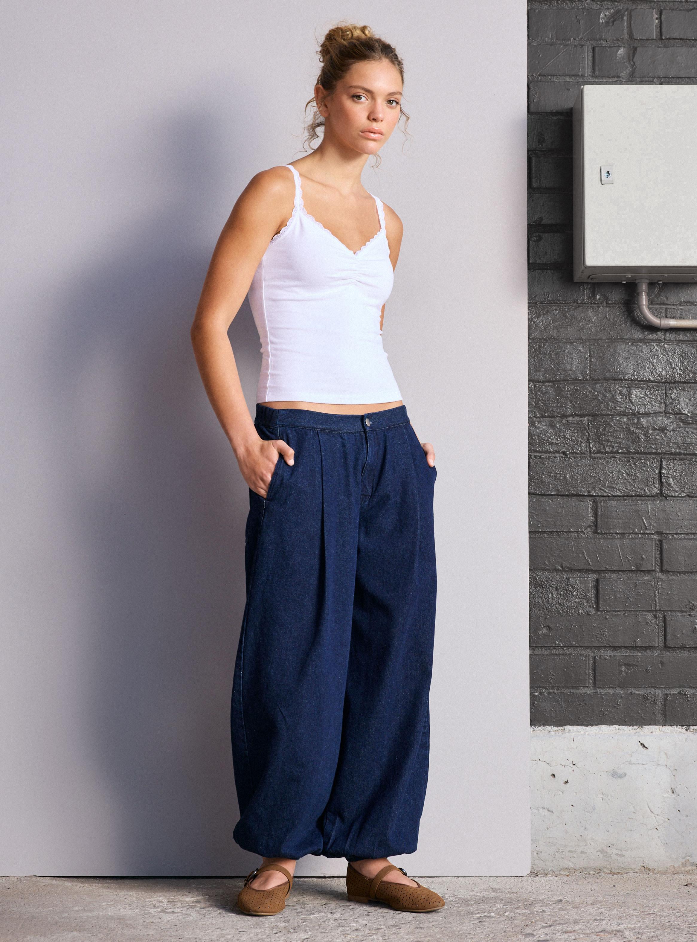 Jeans Bombacho Pretina y Puño Elasticado-4