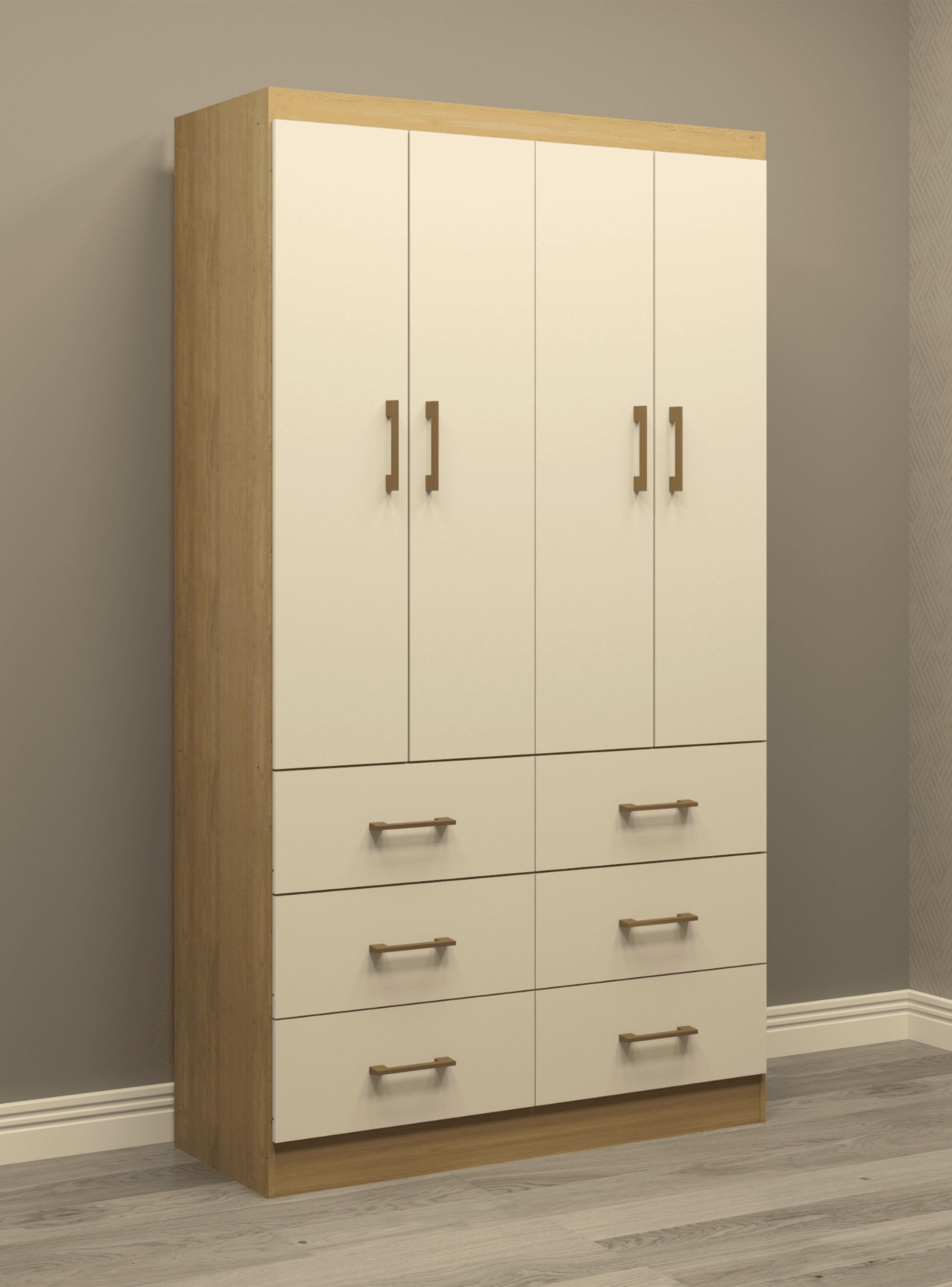 Clóset 4 Puertas 6 Cajones Café/Beige 182x40x100 cm-4
