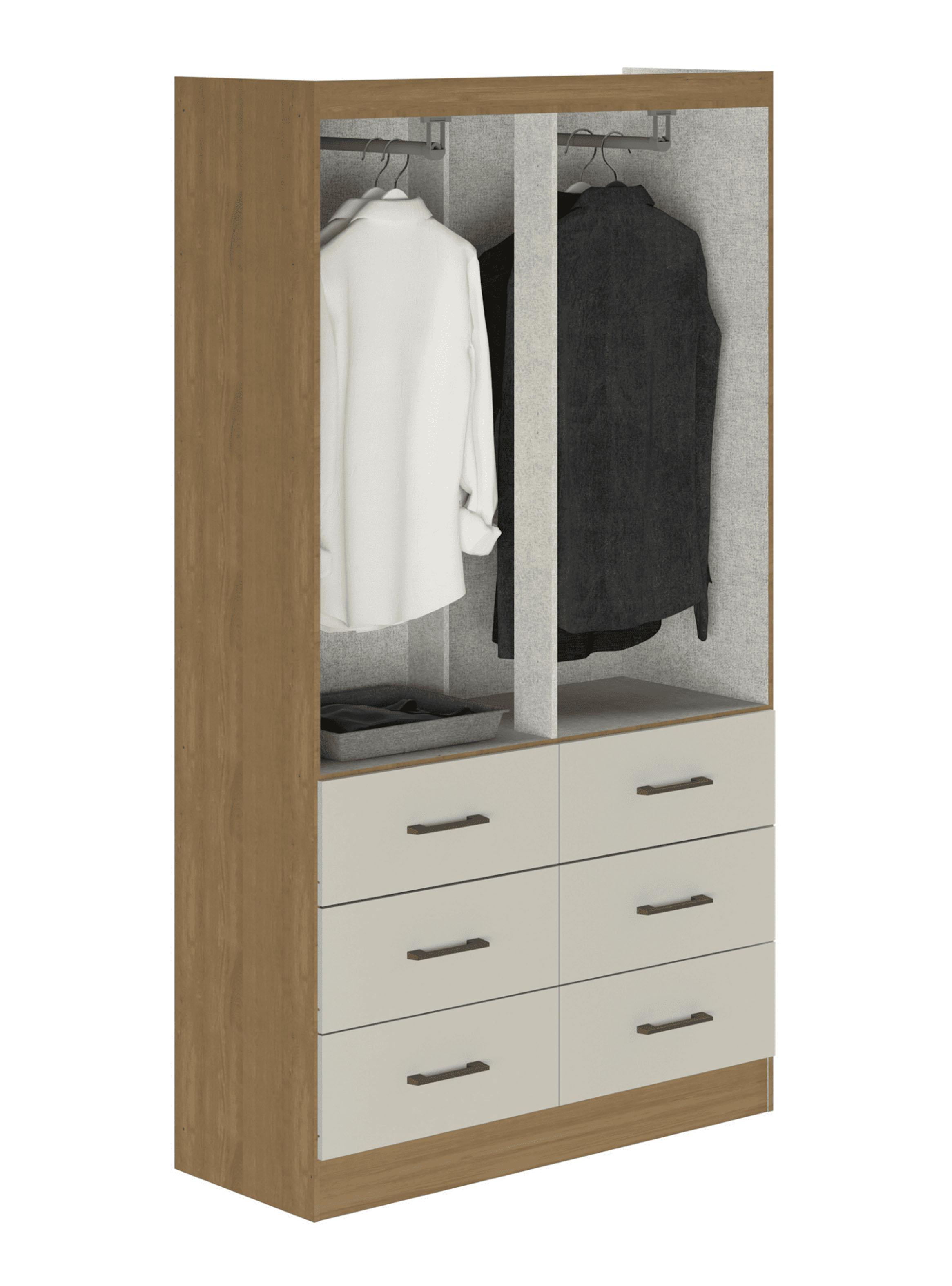 Clóset 4 Puertas 6 Cajones Café/Beige 182x40x100 cm-2