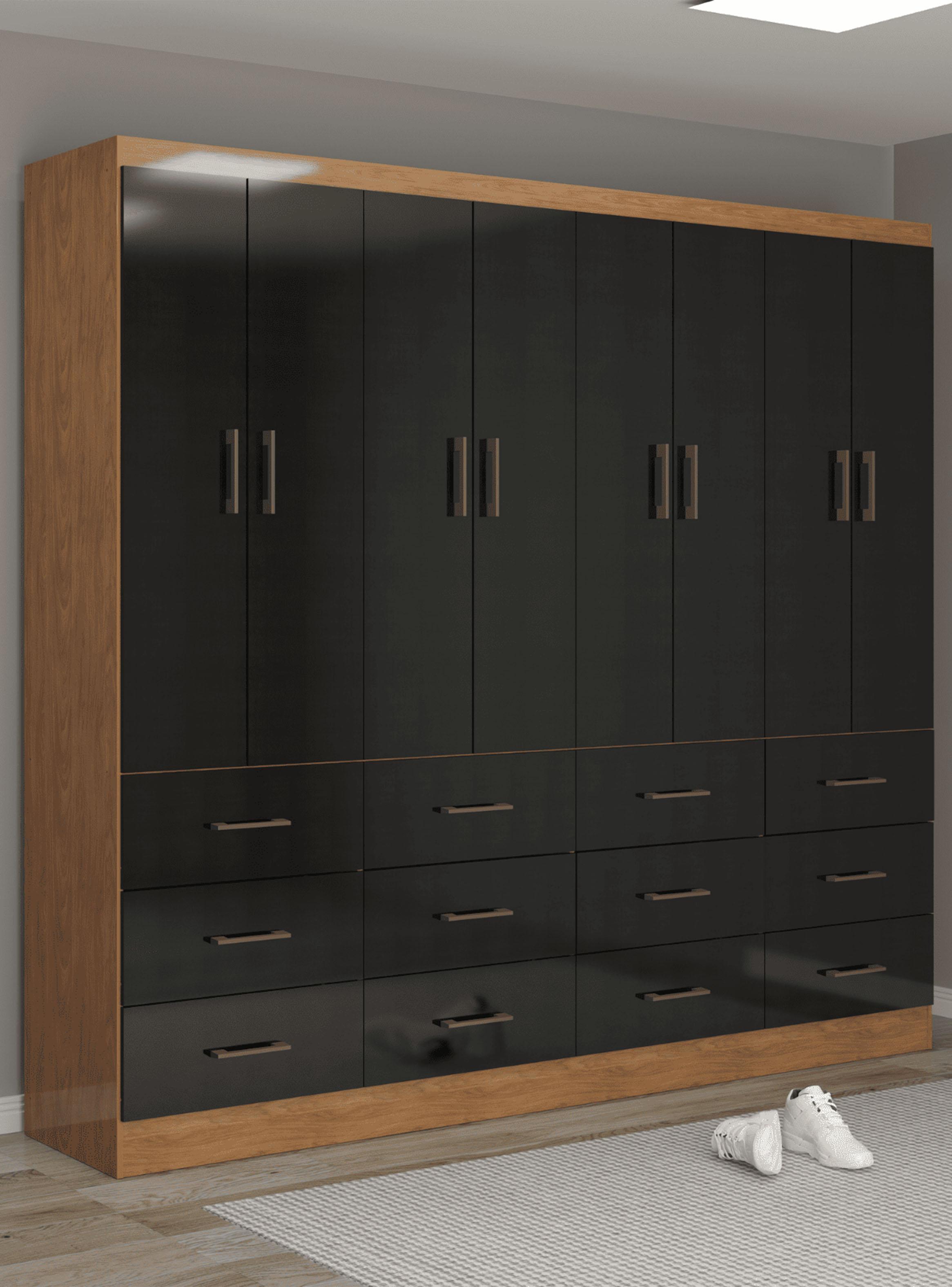 Clóset 8 Puertas 12 Cajones Café Negro 182x199.6x40 cm-4