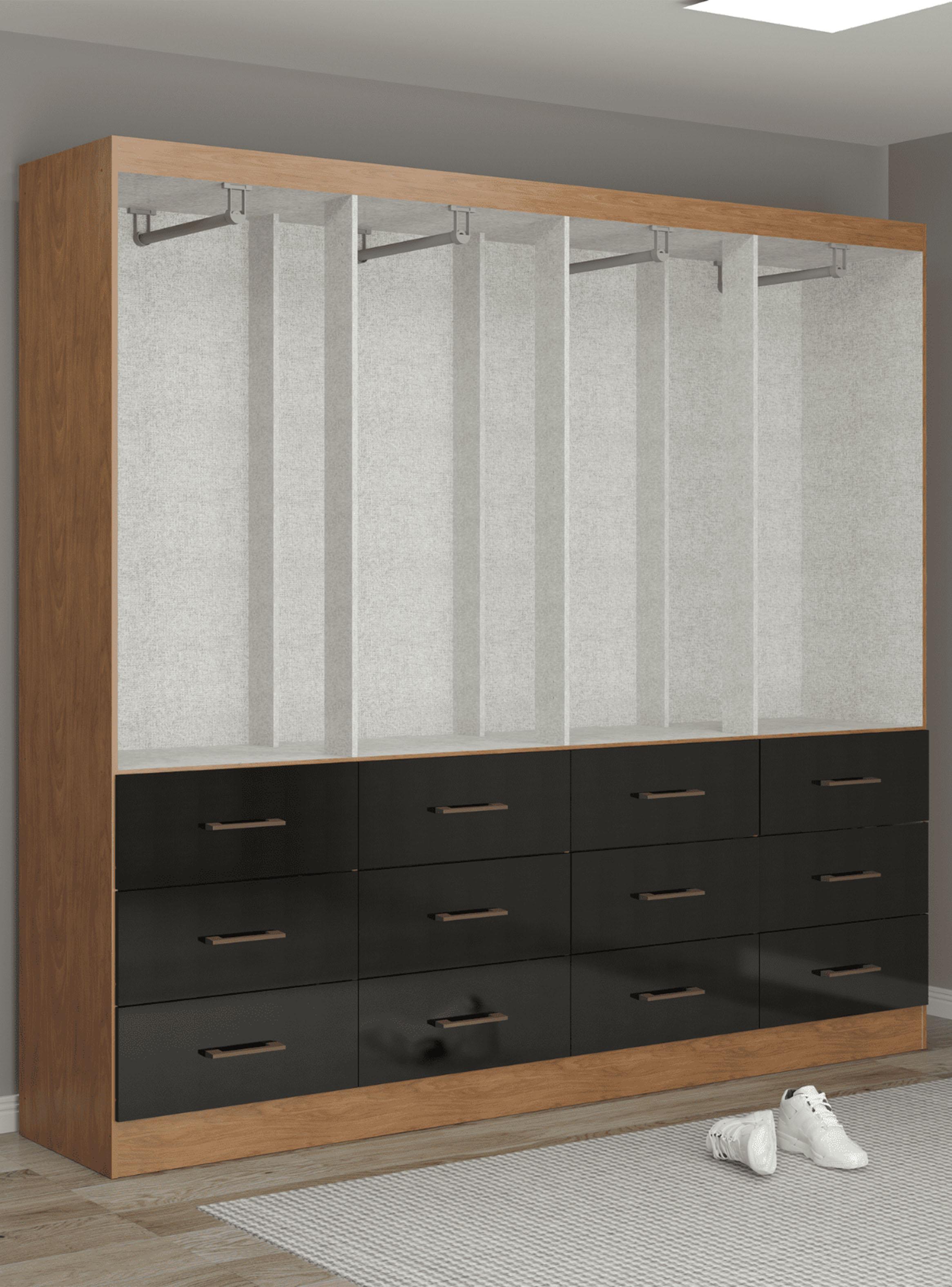 Clóset 8 Puertas 12 Cajones Café Negro 182x199.6x40 cm-3