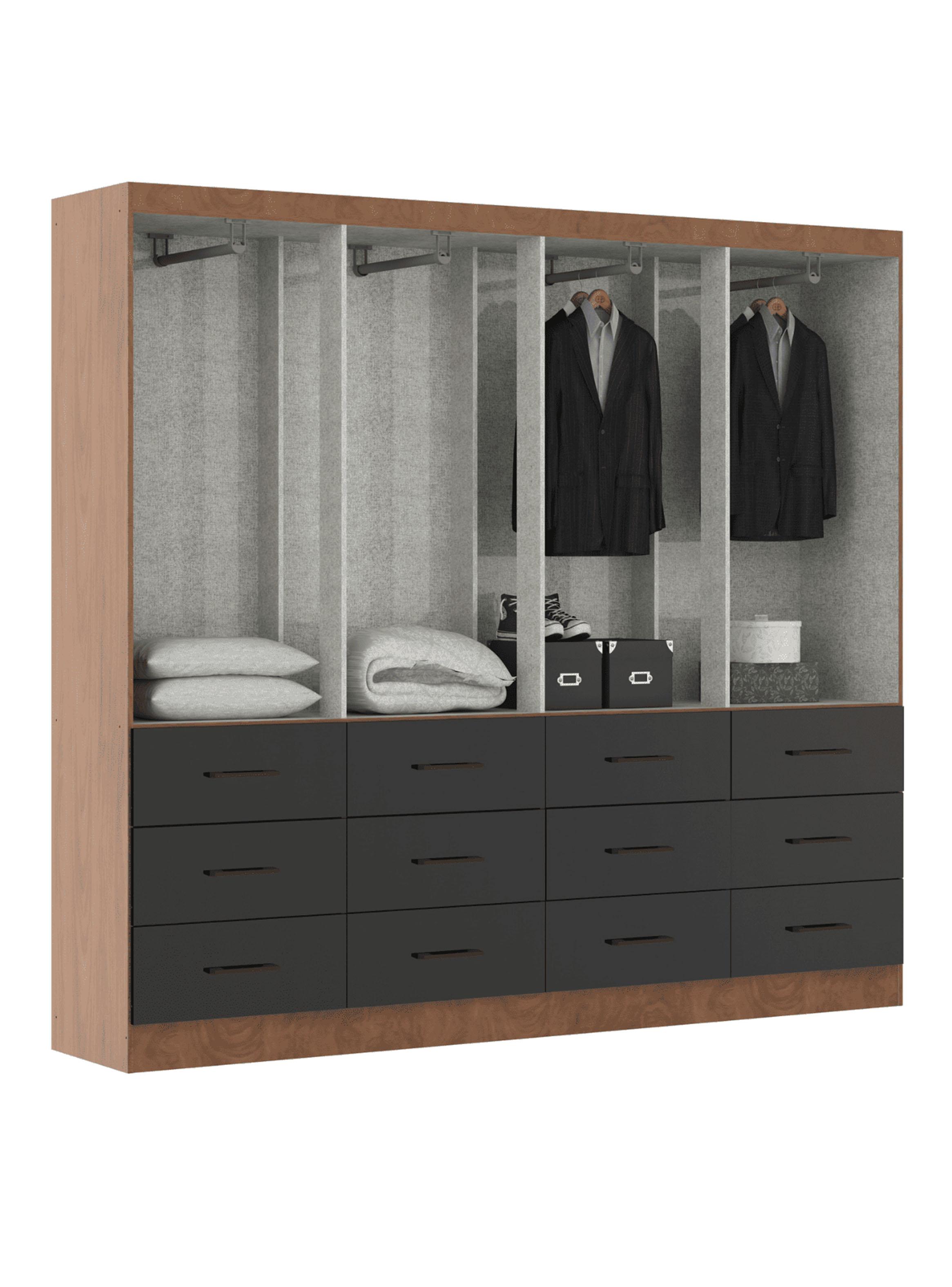 Clóset 8 Puertas 12 Cajones Café Negro 182x199.6x40 cm-2