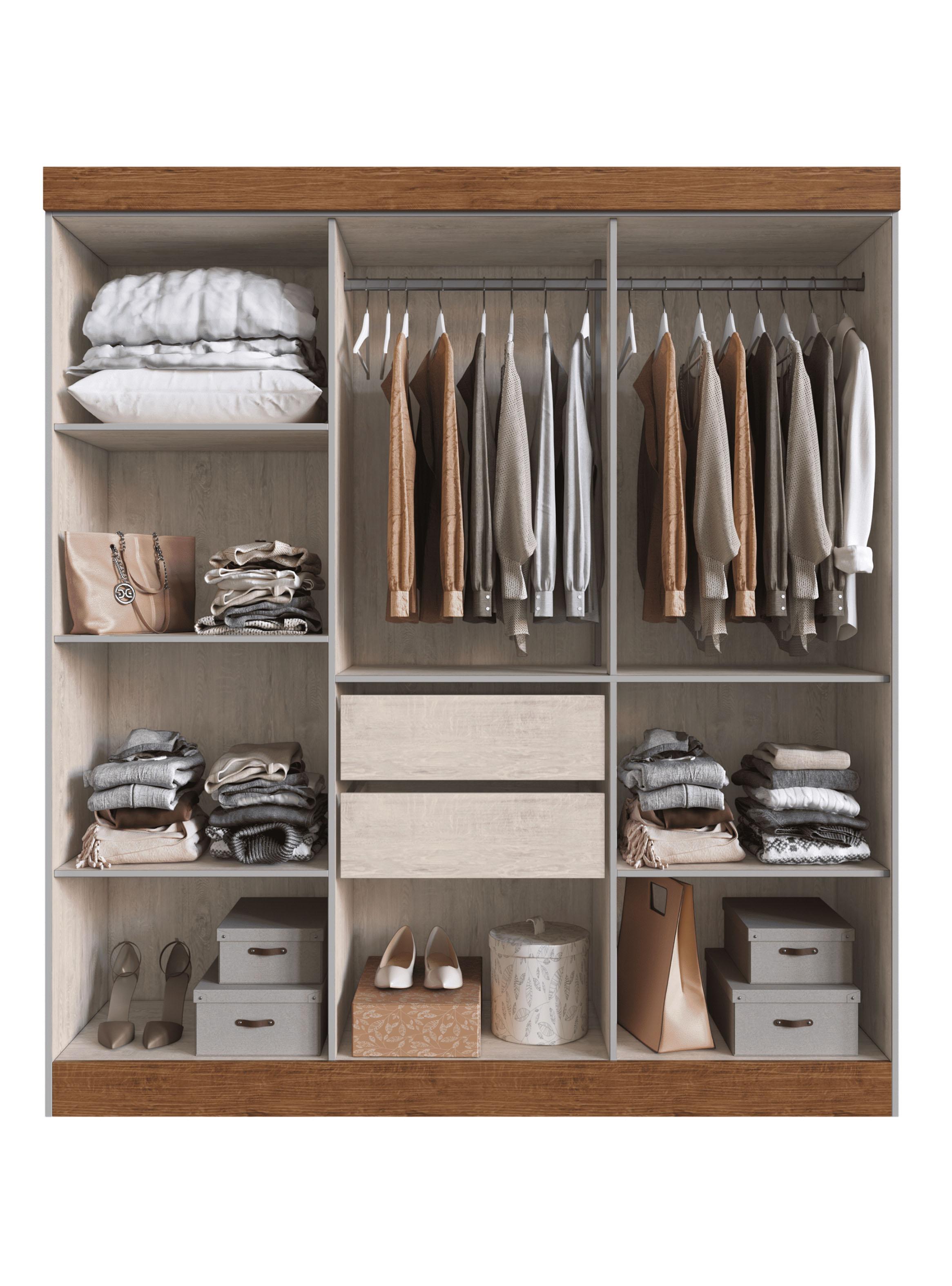 Clóset 6 Puertas 2 Cajones Gris/Café 180x40x200 cm-2