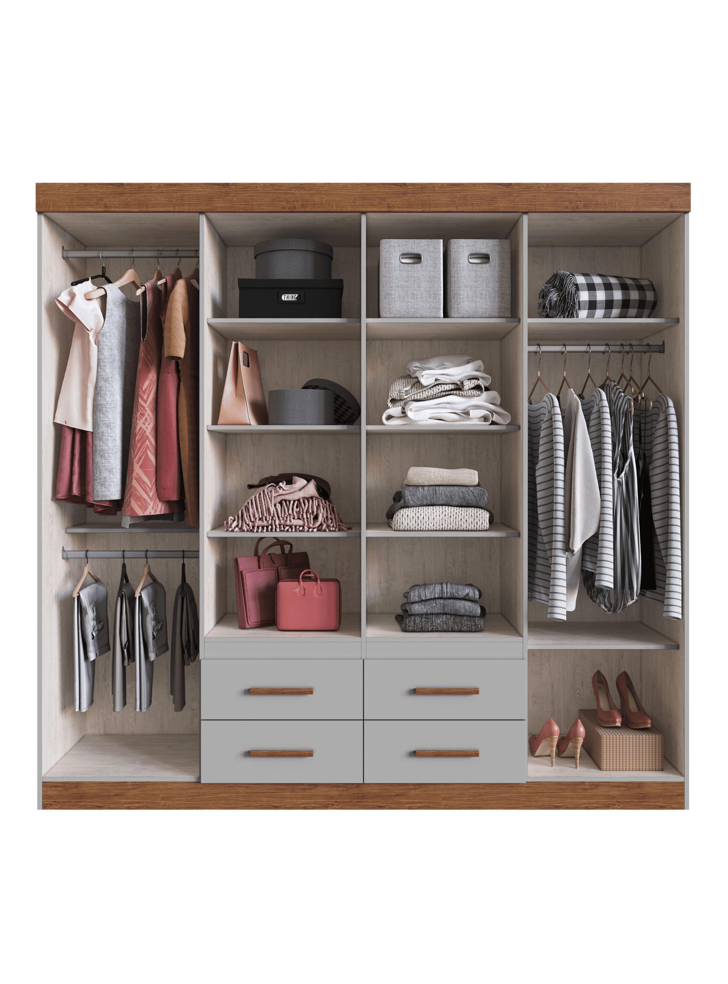 Clóset 8 Puertas 4 Cajones Gris/Café 206x45x200 cm-2