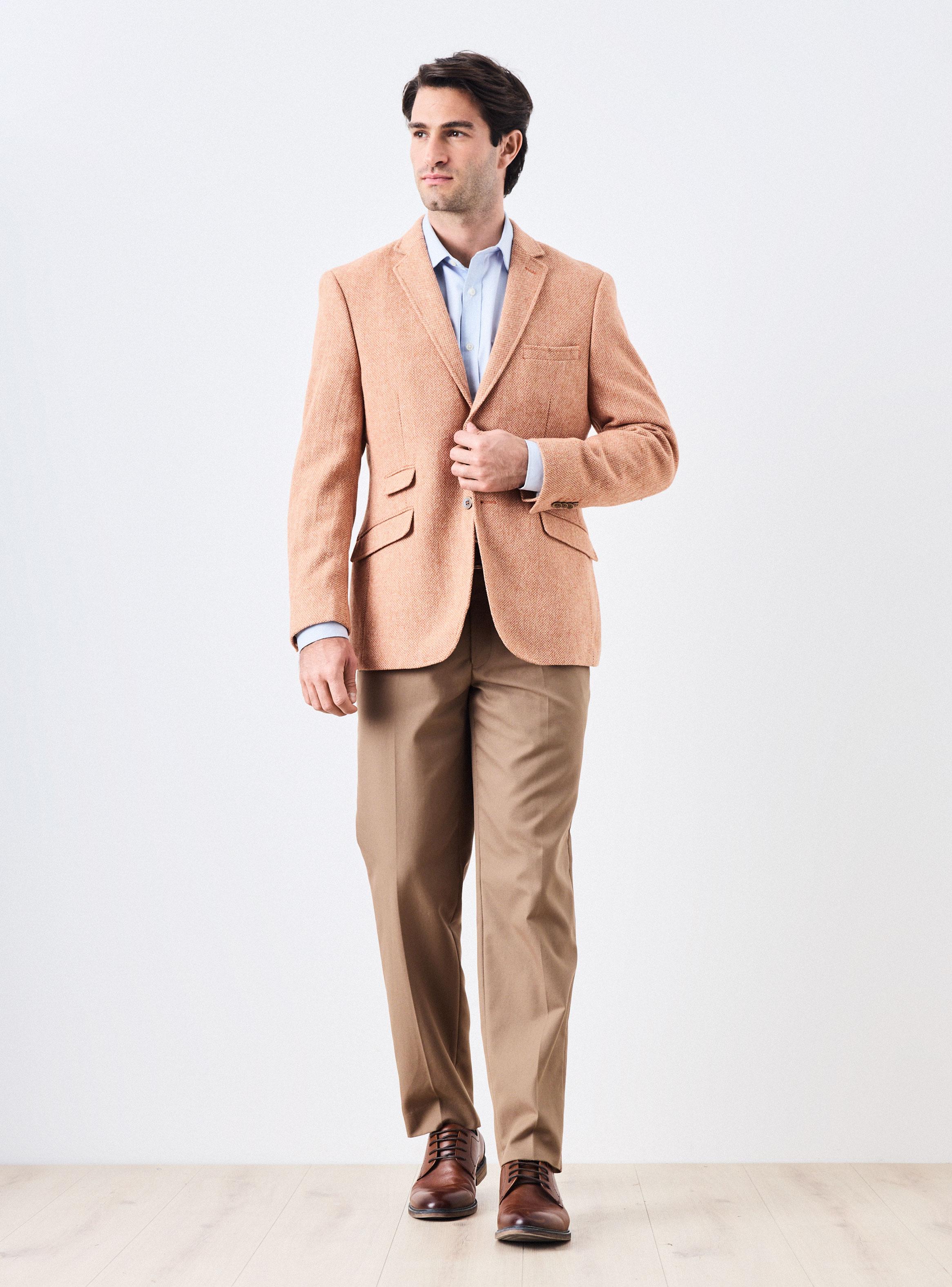 Vestón Recto en Tweed Slim Fit Naranja Medio-4