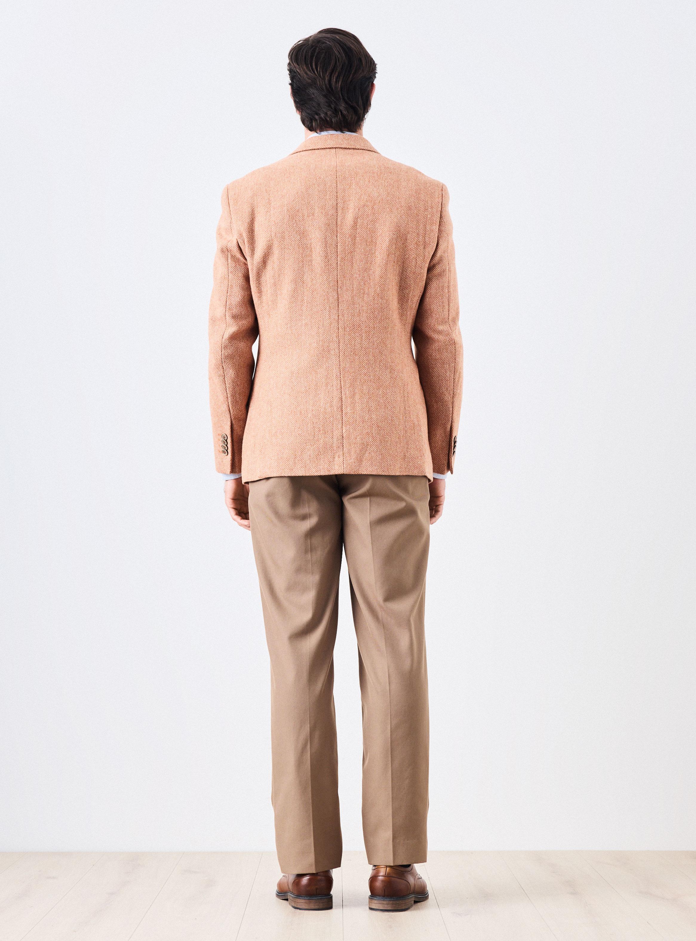 Vestón Recto en Tweed Slim Fit Naranja Medio-5