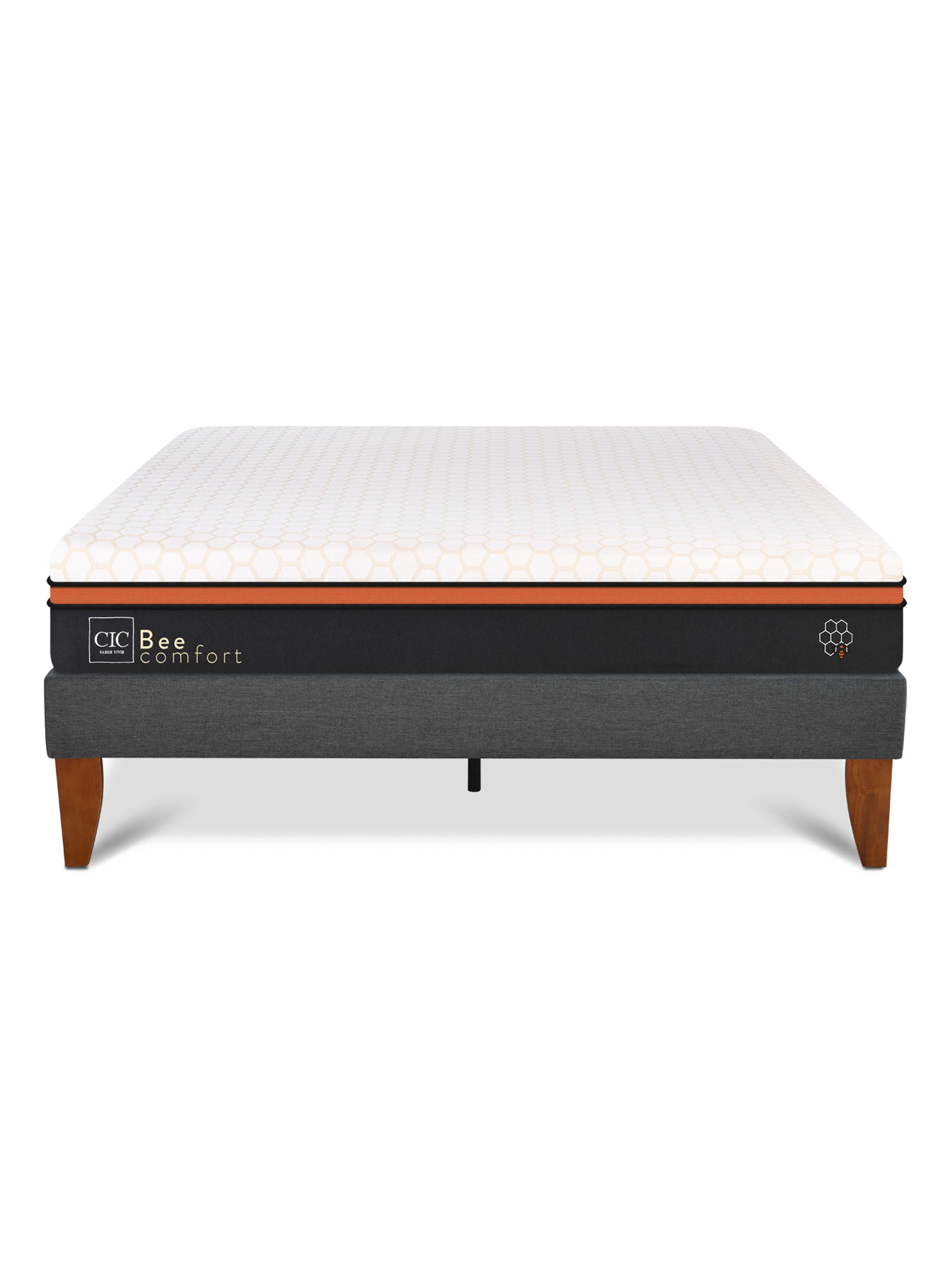 Cama Europea Box Bee Comfort 2 Plazas + Base Europea Curve-2
