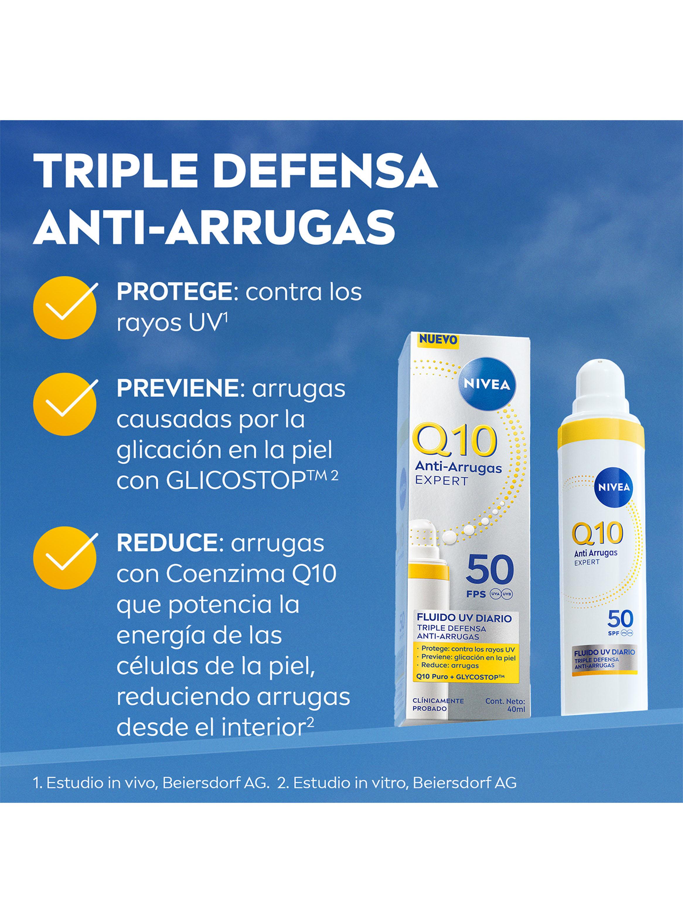 Crema Facial Fluido Antiarrugas uso Diario con Protección Solar FPS50 40ml NIVEA Q10-2