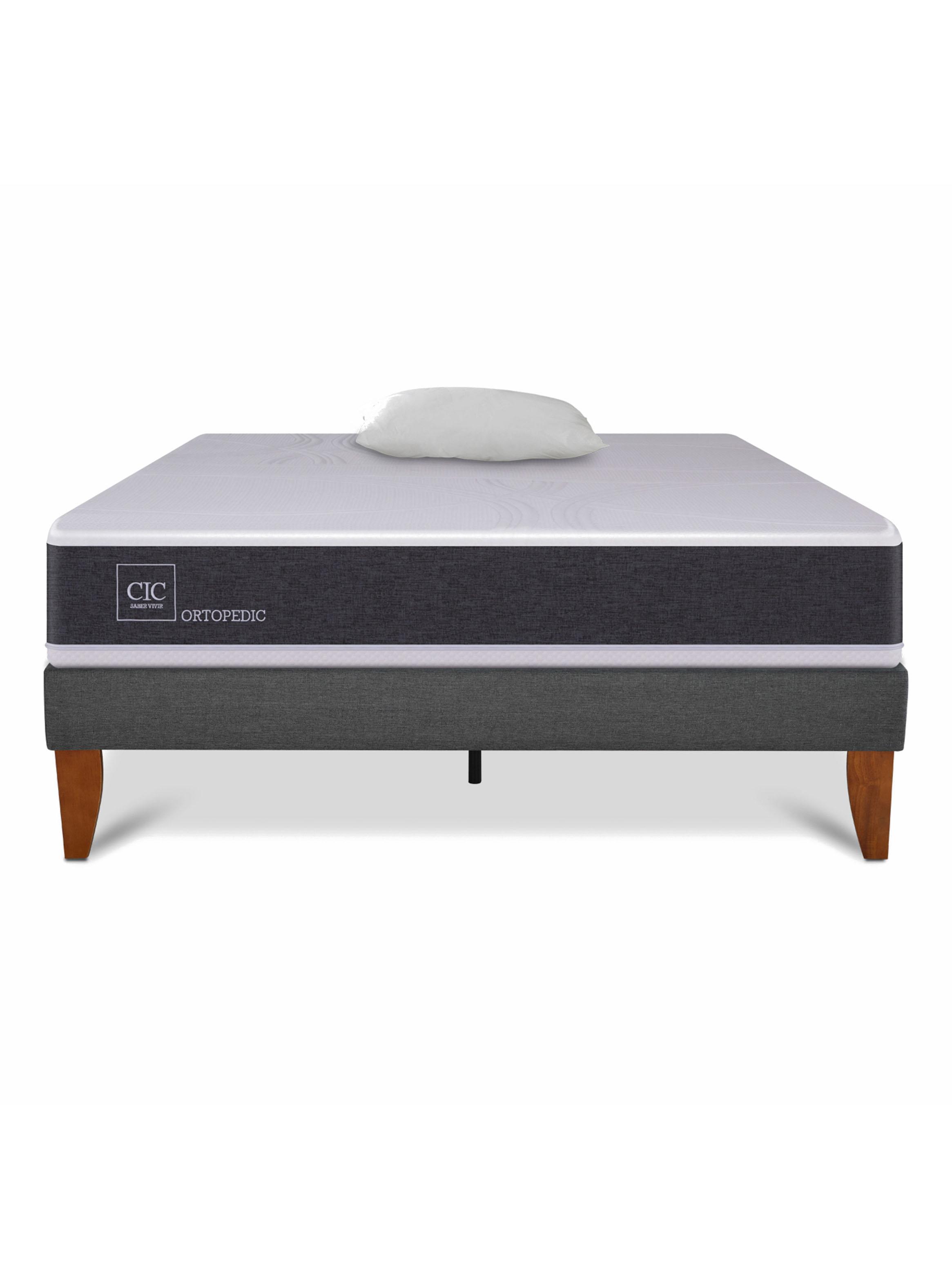 Cama Europea Box New Ortopedic 1.5 Plazas Base Normal + Almohada-2
