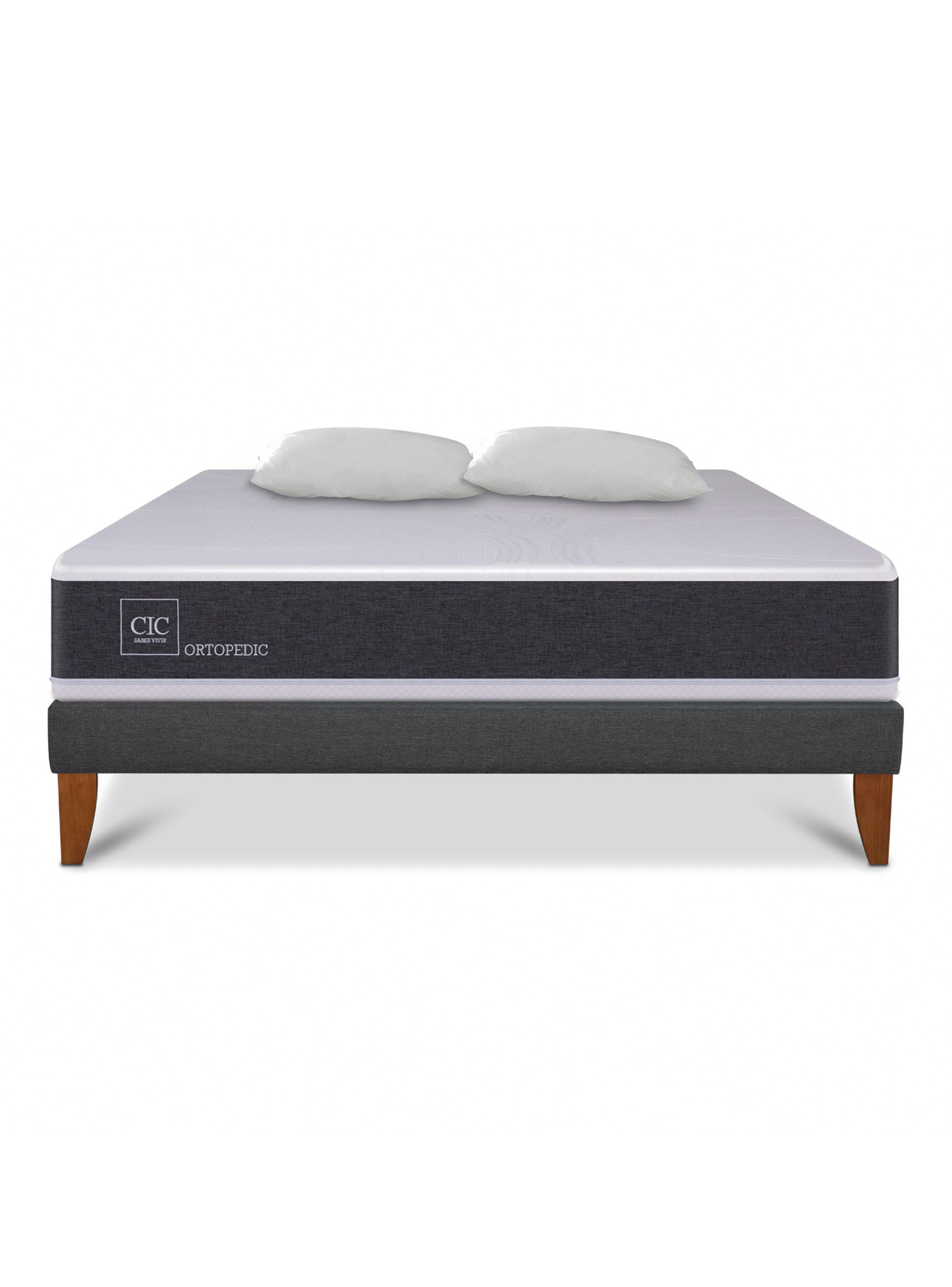Cama Europea Box New Ortopedic King Base Normal + Almohadas-2