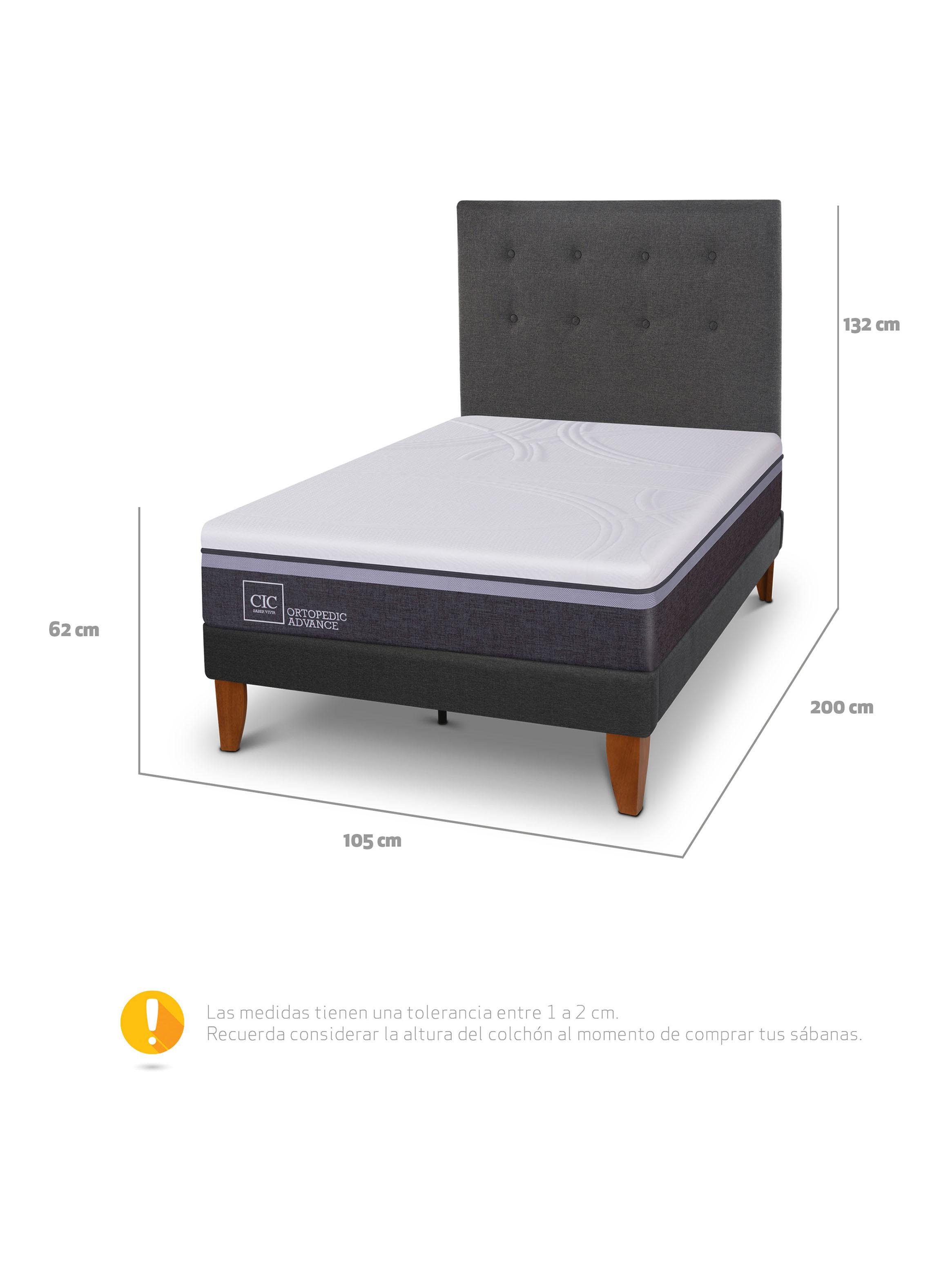 Cama Europea Curve Ortopedic Advance 1.5 Plazas + Respaldo Eufrates-1