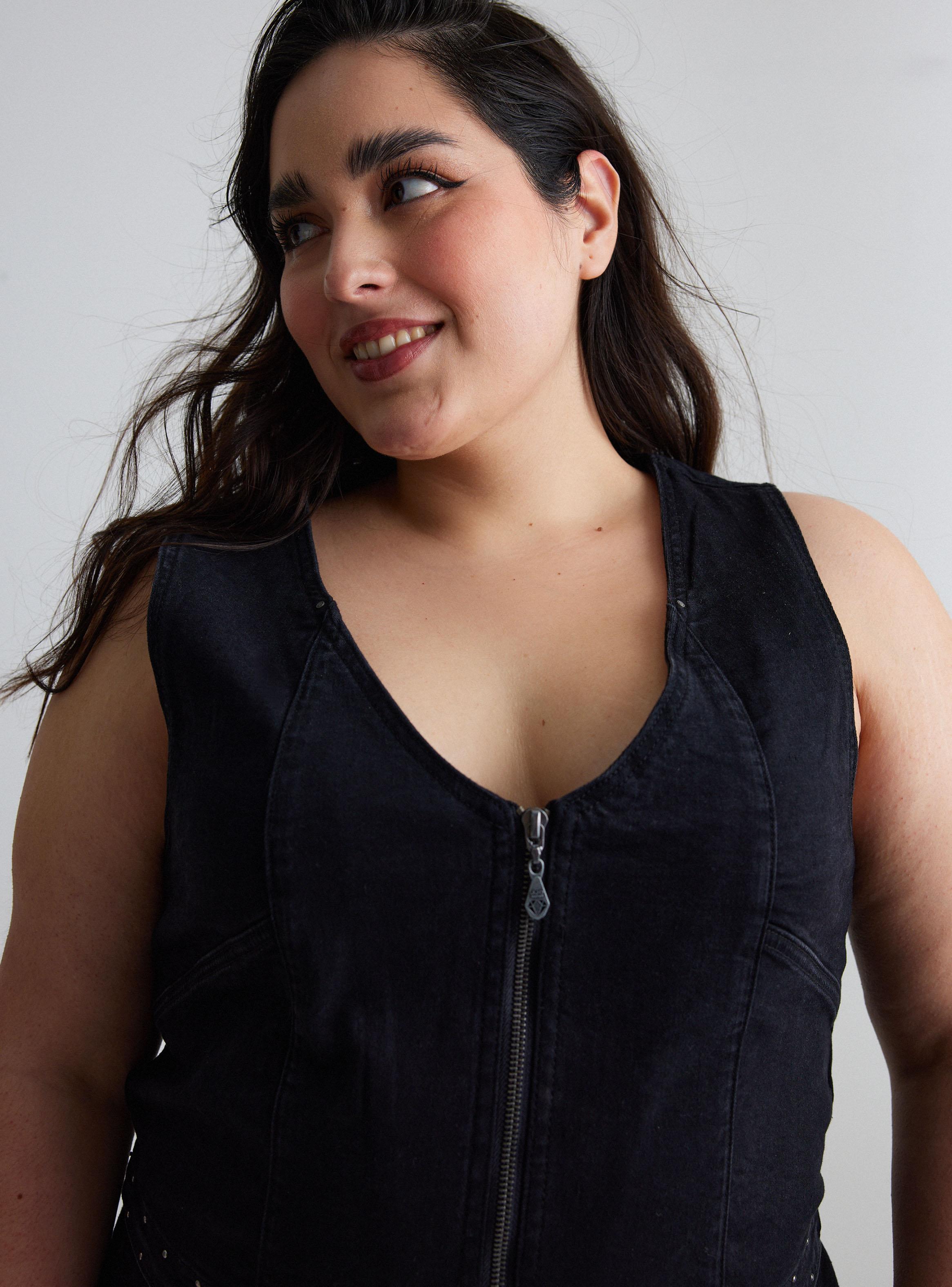 Polera Top Denim con Cierre-9