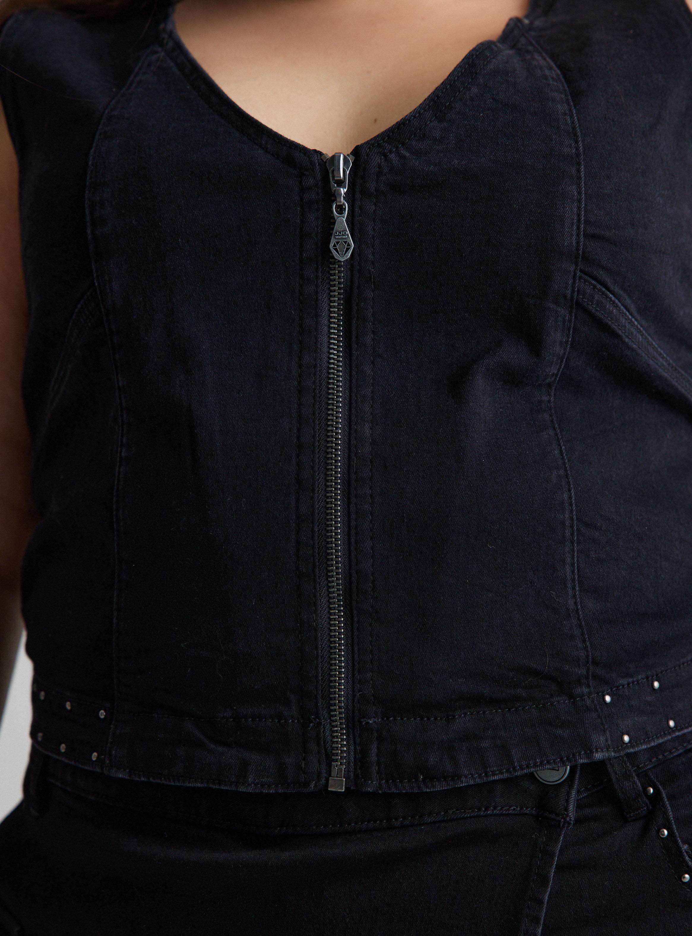 Polera Top Denim con Cierre-10