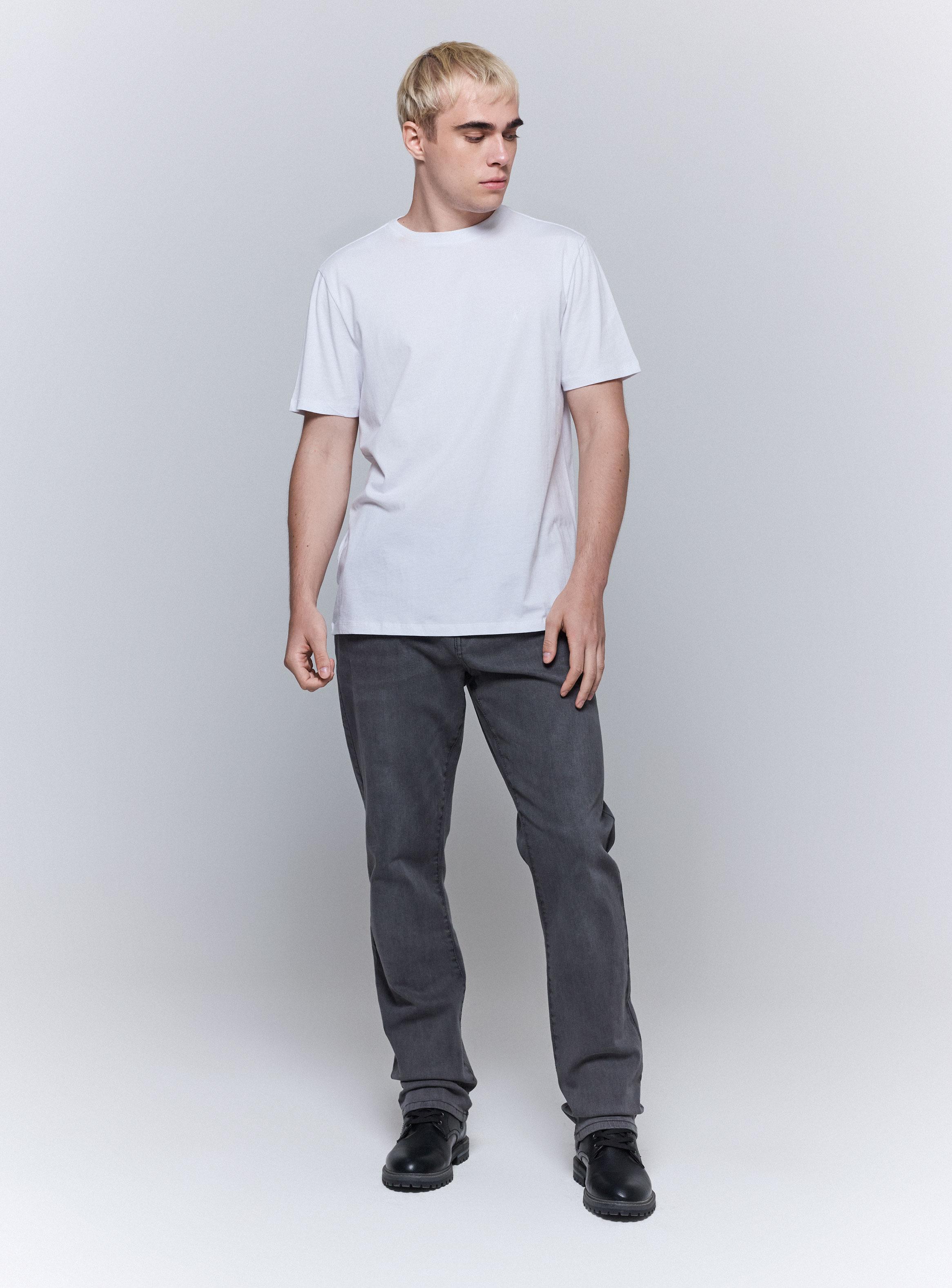 Jeans Cinco Bolsillos Slim Gris Medio-4