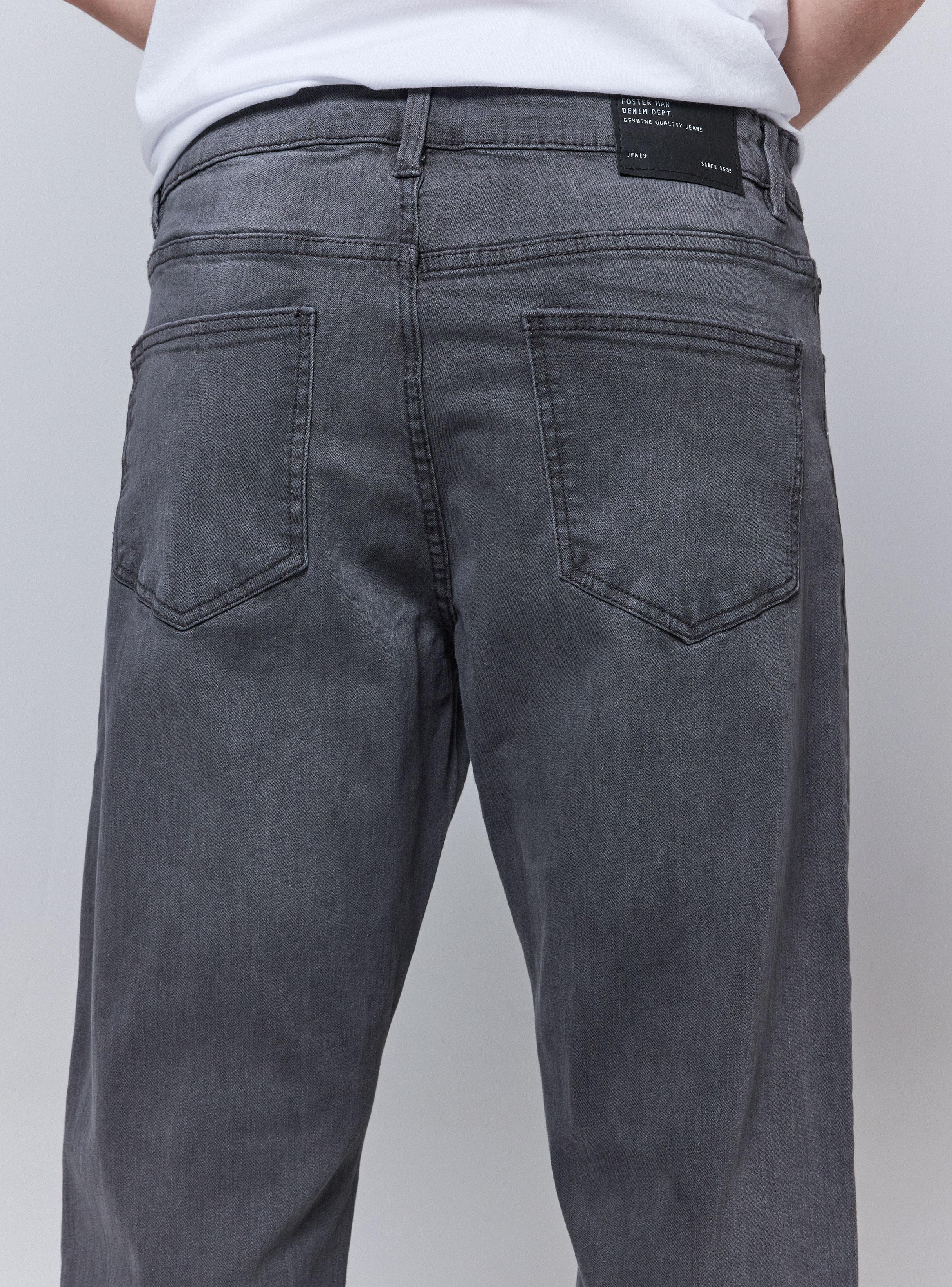 Jeans Cinco Bolsillos Slim Gris Medio-3