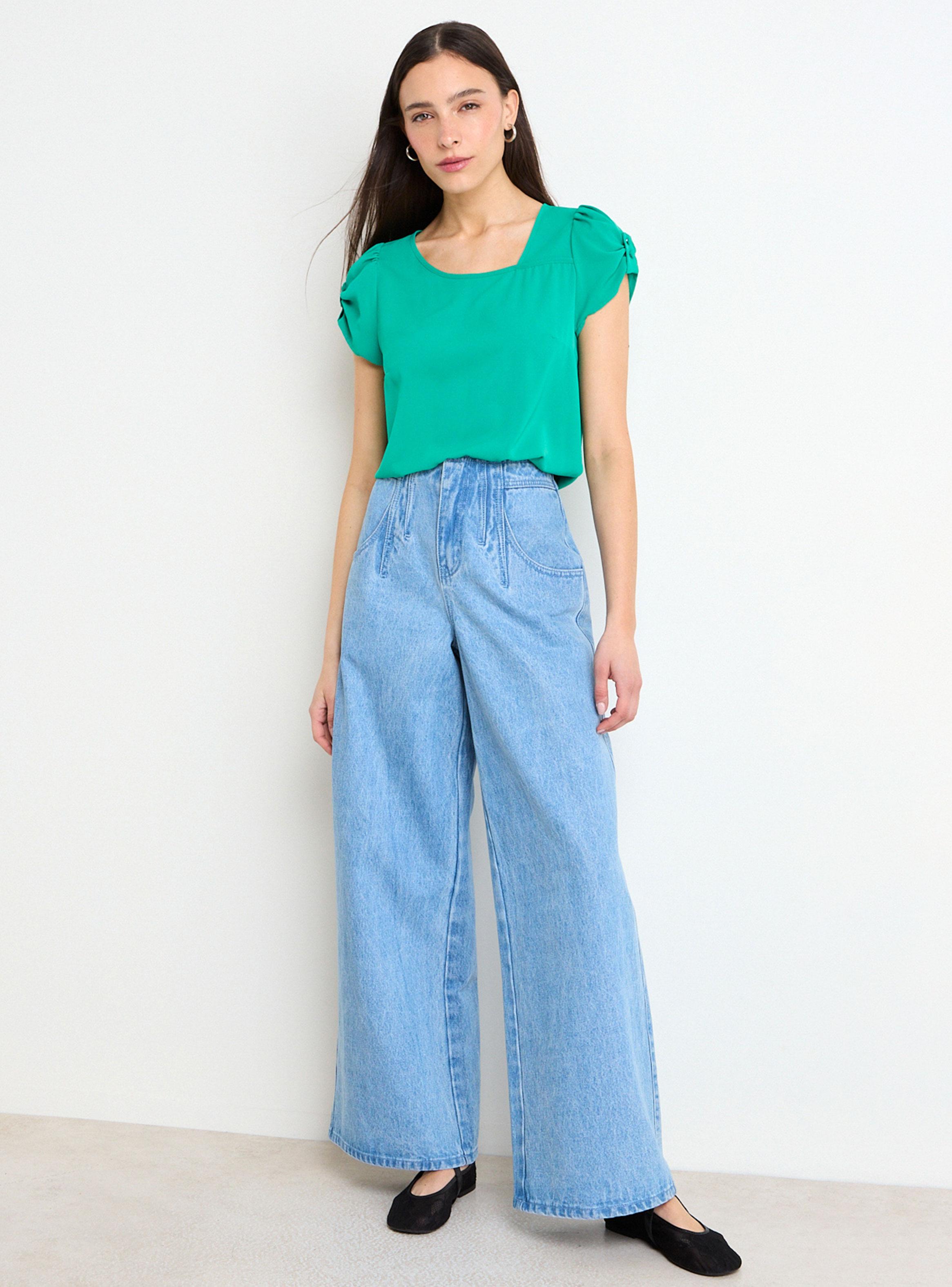 Blusa Lisa Manga Botón Color-3