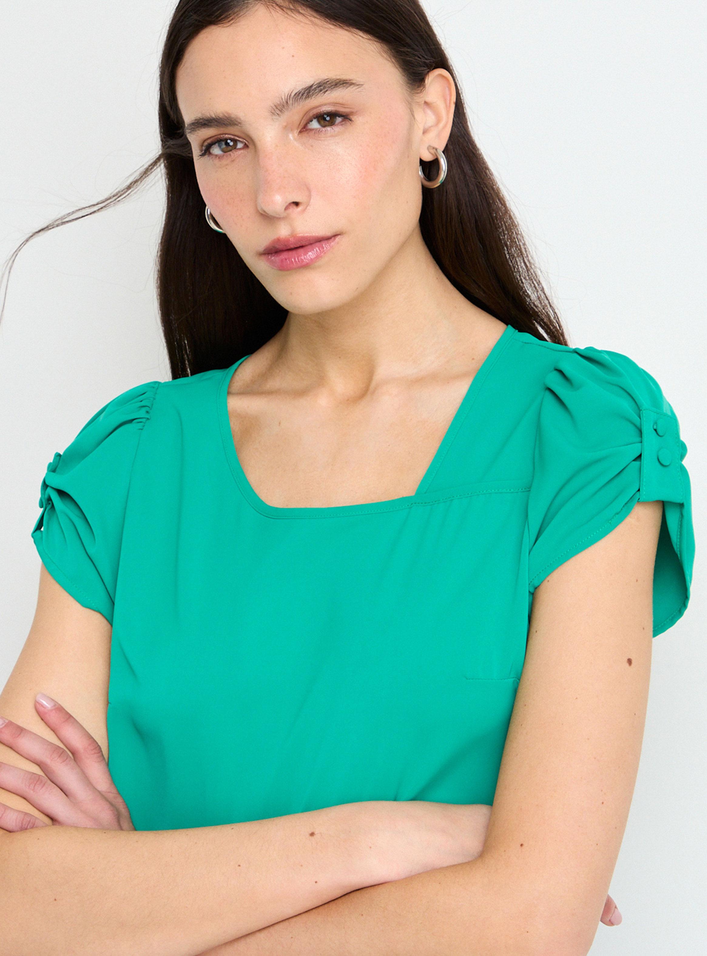 Blusa Lisa Manga Botón Color-2