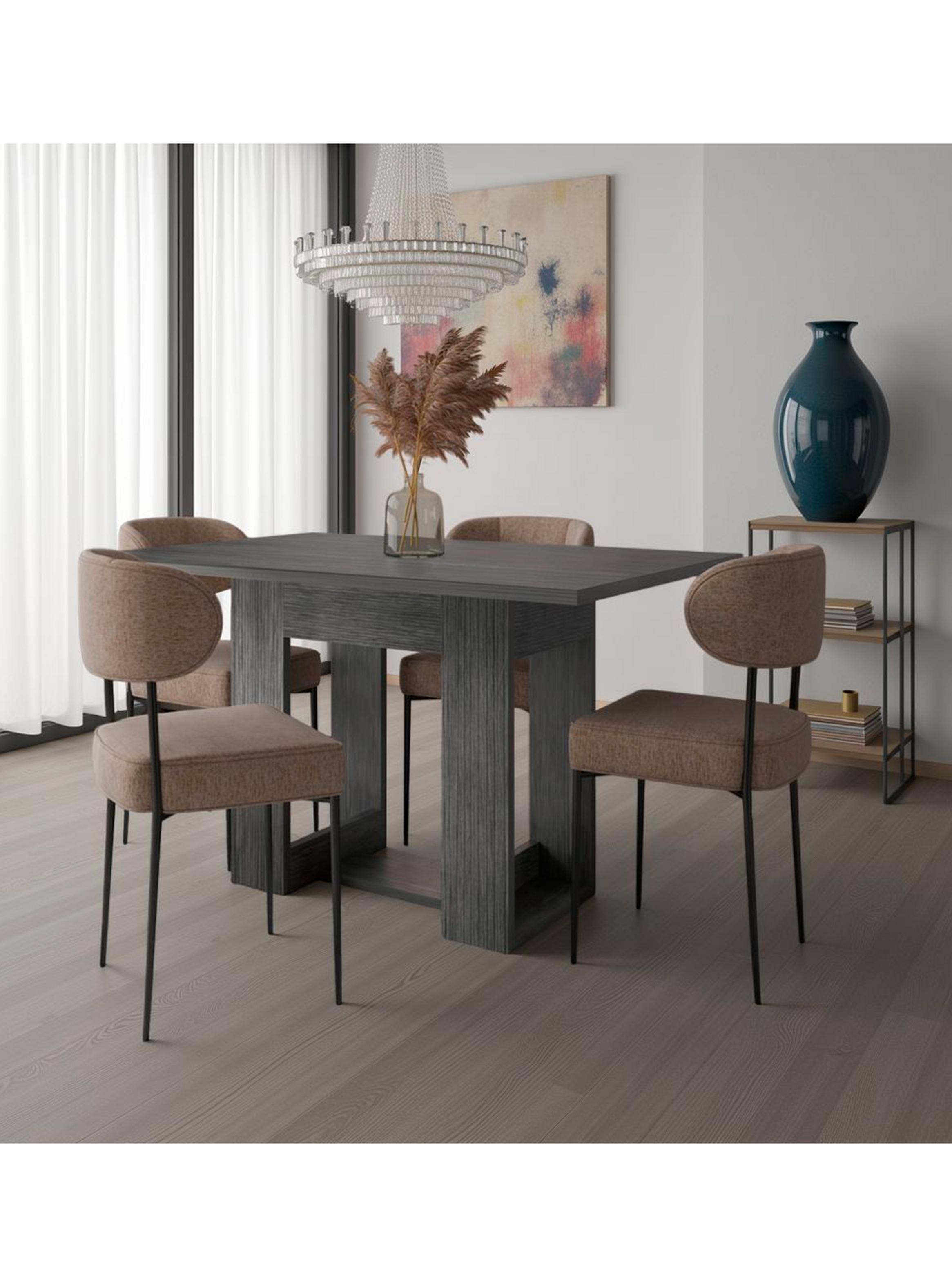 Mesa de Comedor Volterra Para 4 Puestos Roble Gris 74x120x85 cm-4
