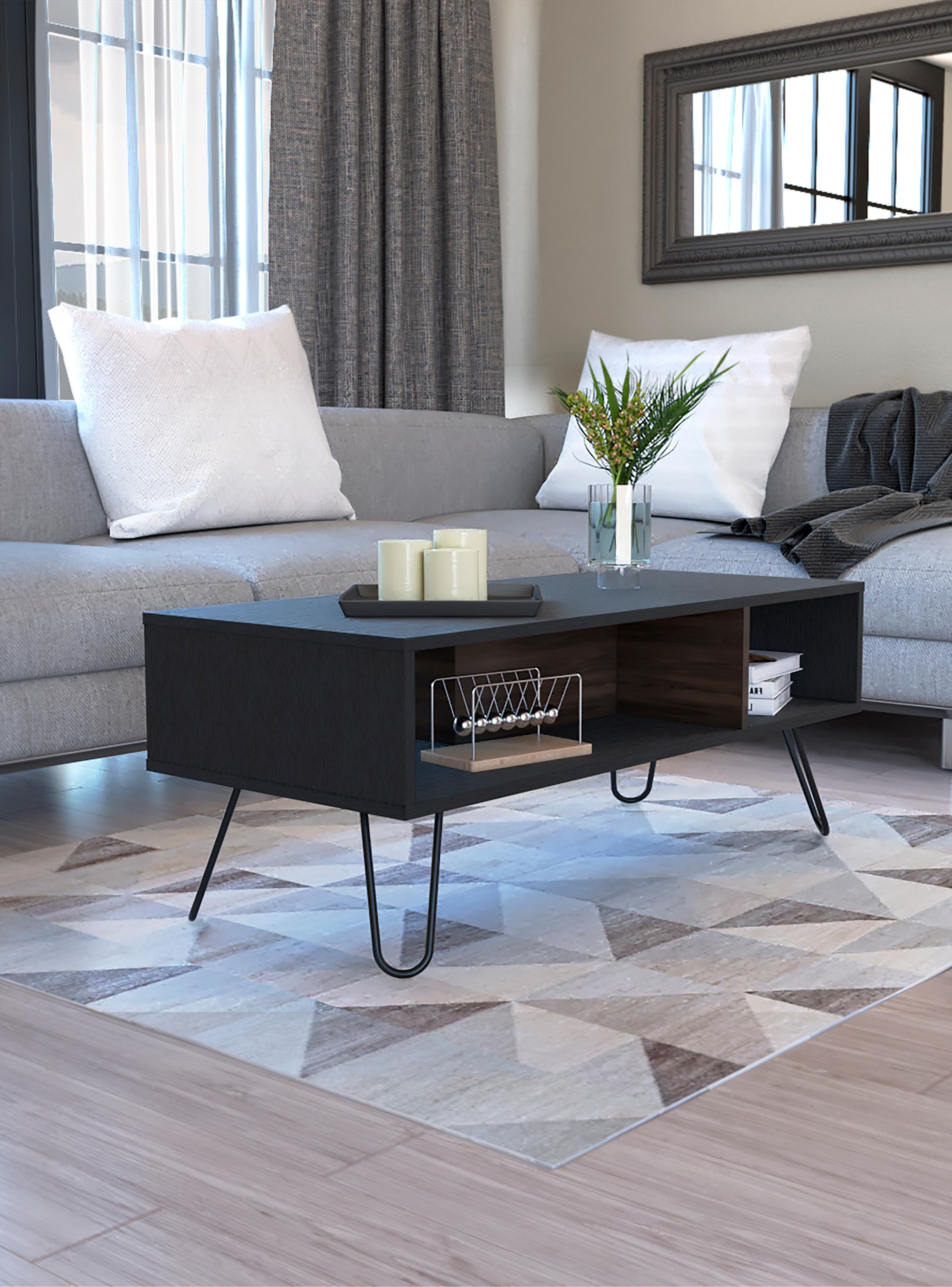 Mesa de Centro Vassel Wengue y Nogal Europeo 40x101.1x45 cm-4