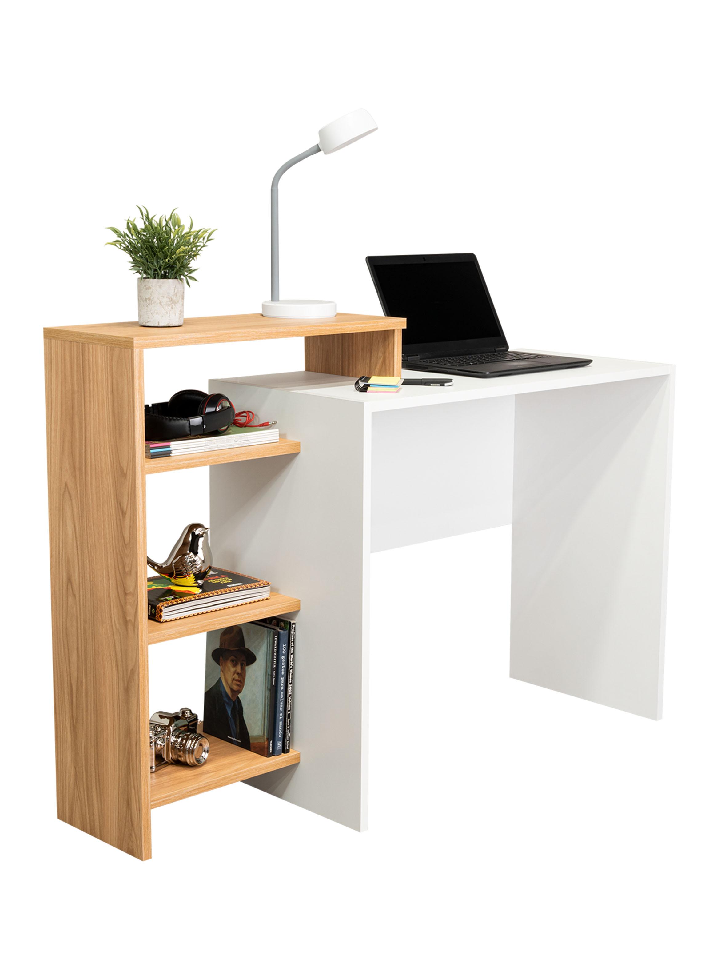Escritorio Biblioteca Stella 89.4x125.7x42.3 cm Duna y Blanco-3