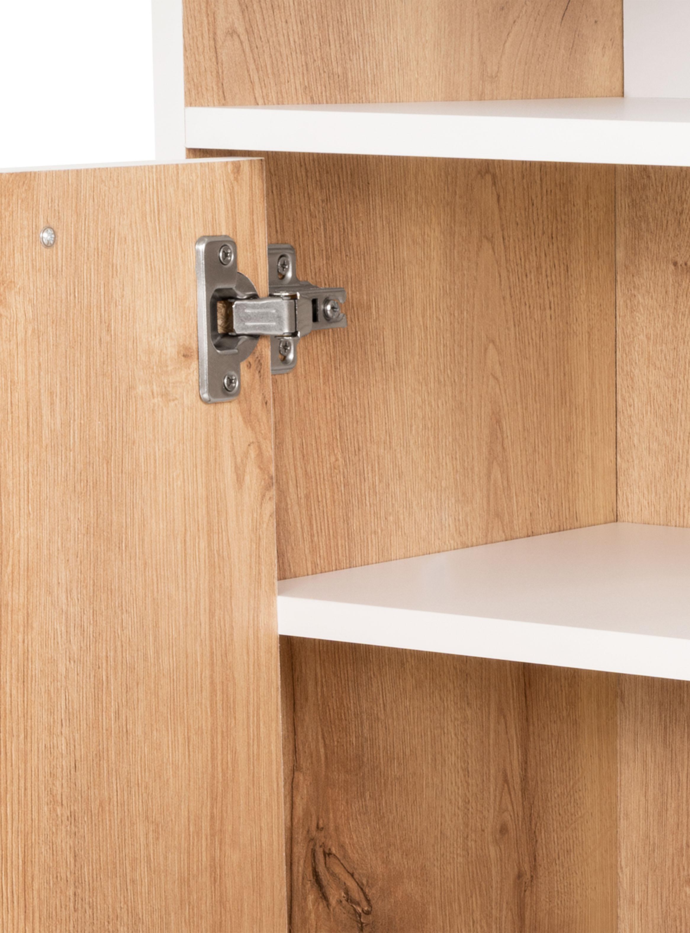 Escritorio En L 3 Puertas Singapur 72.5x130x120 cm Duna y Blanco-3