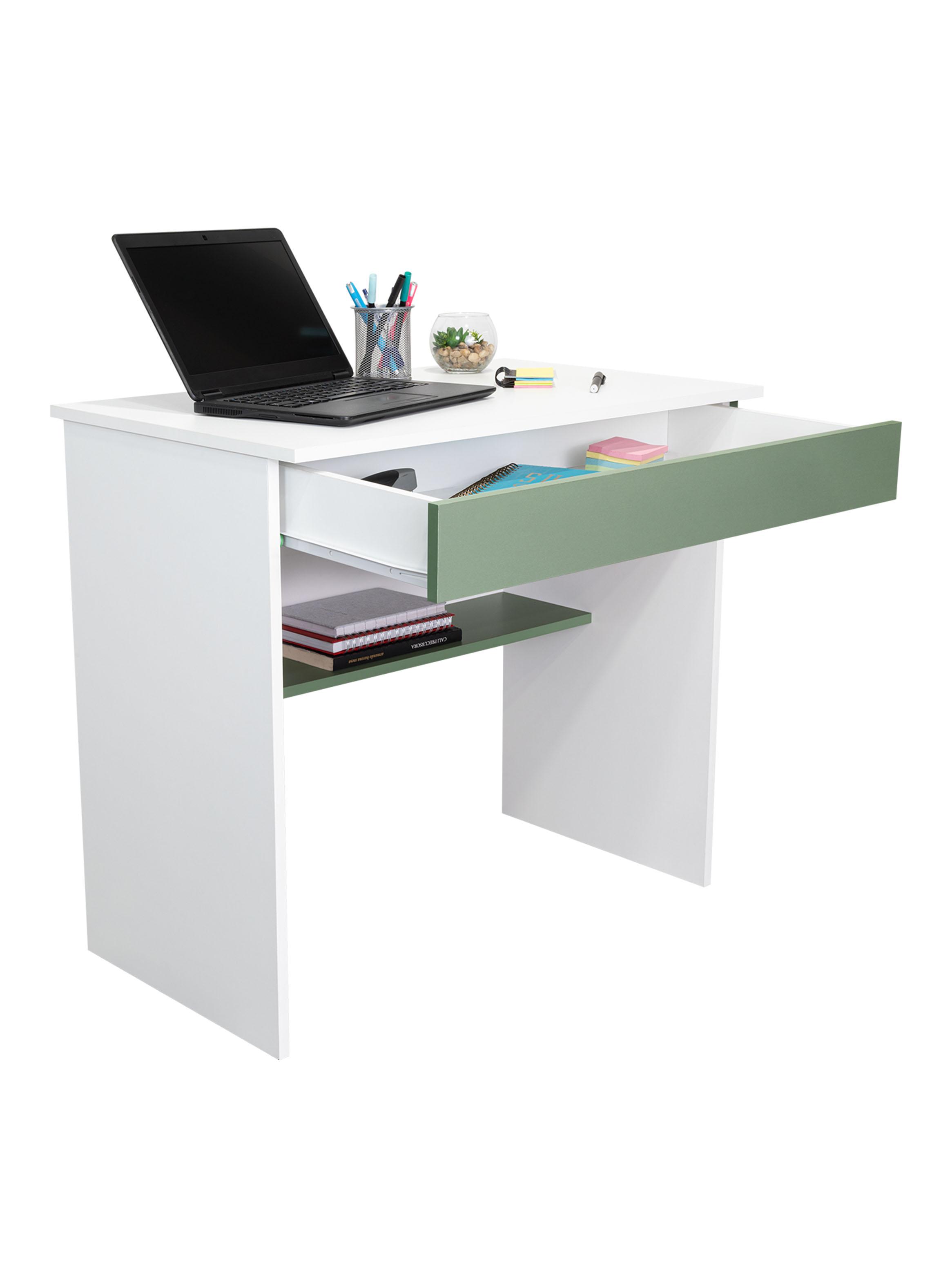 Escritorio 1 Cajon Ohio 73x80x49.8 cm Blanco y Agave-3