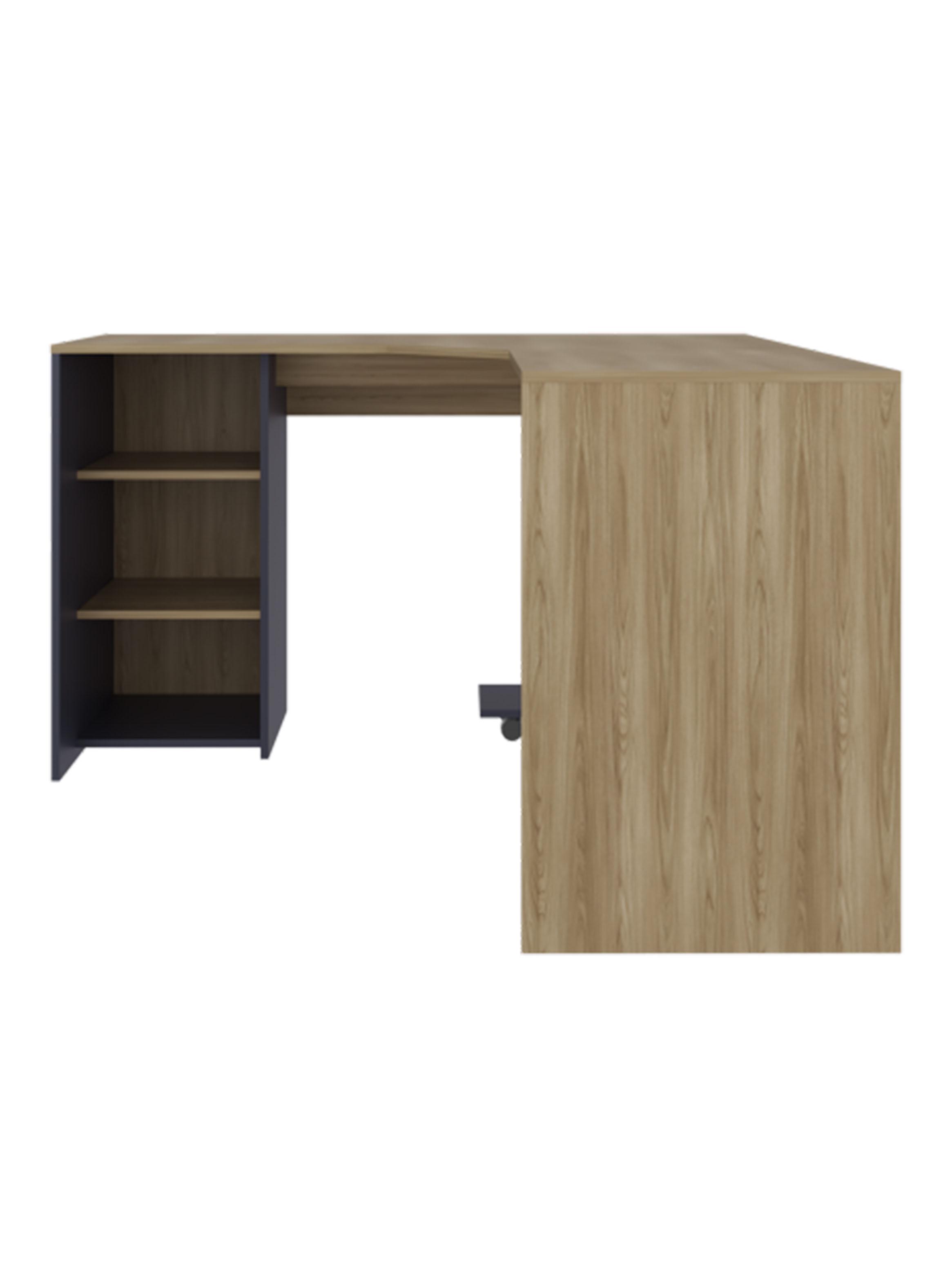 Escritorio En L Baggio Fresno y Kronos Azul 76.5x130x130 cm-3