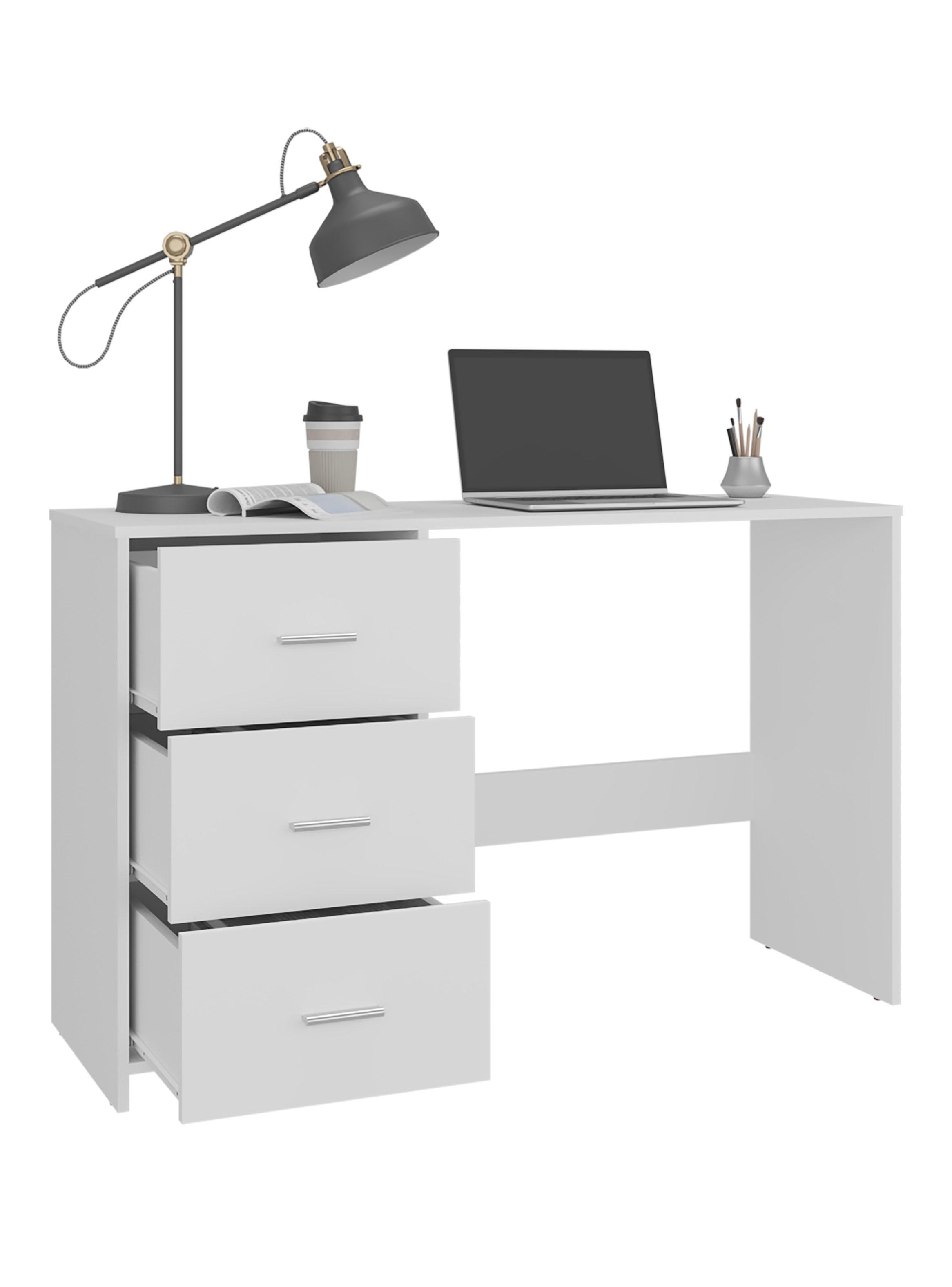 Escritorio 3 Cajones Eco 76.1x120.8x42.5 cm Blanco-3