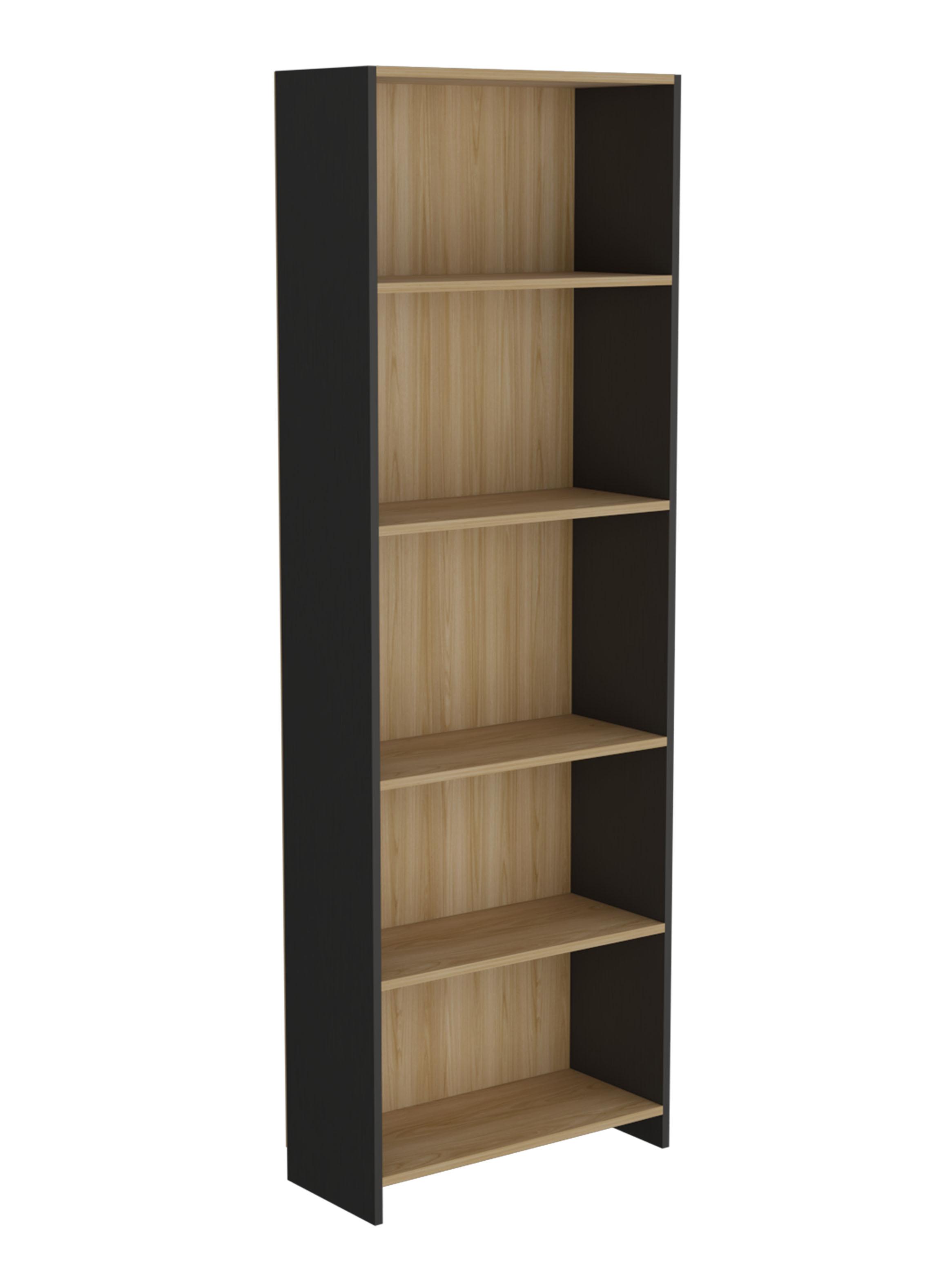 Biblioteca 5 Repisas Lisa Eco Fresno y Wengue 180x61x25.5 cm-3