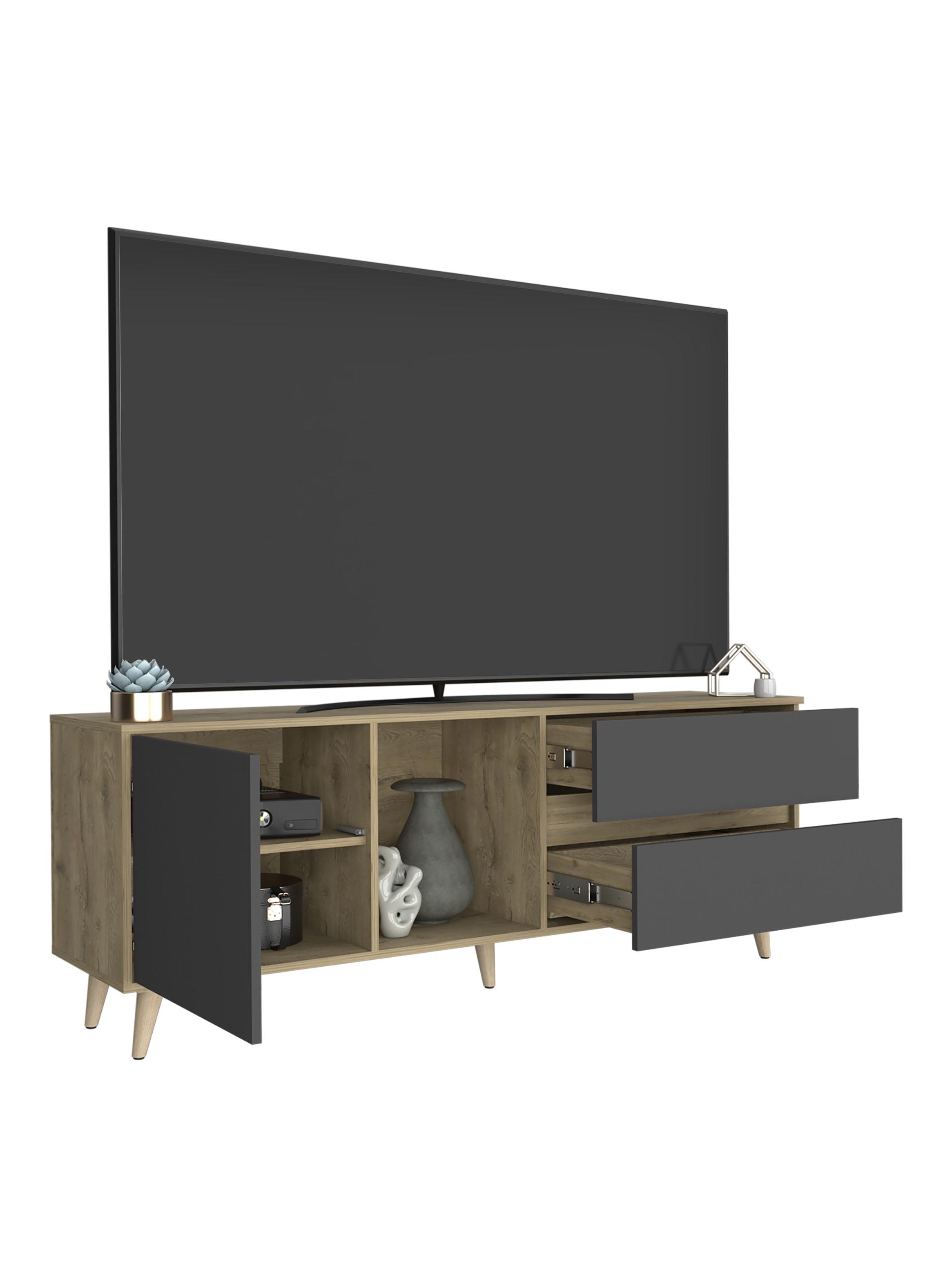 Rack de Tv 65'' Salem Macadamia y Plomo 58.4x158.4x38 cm-3