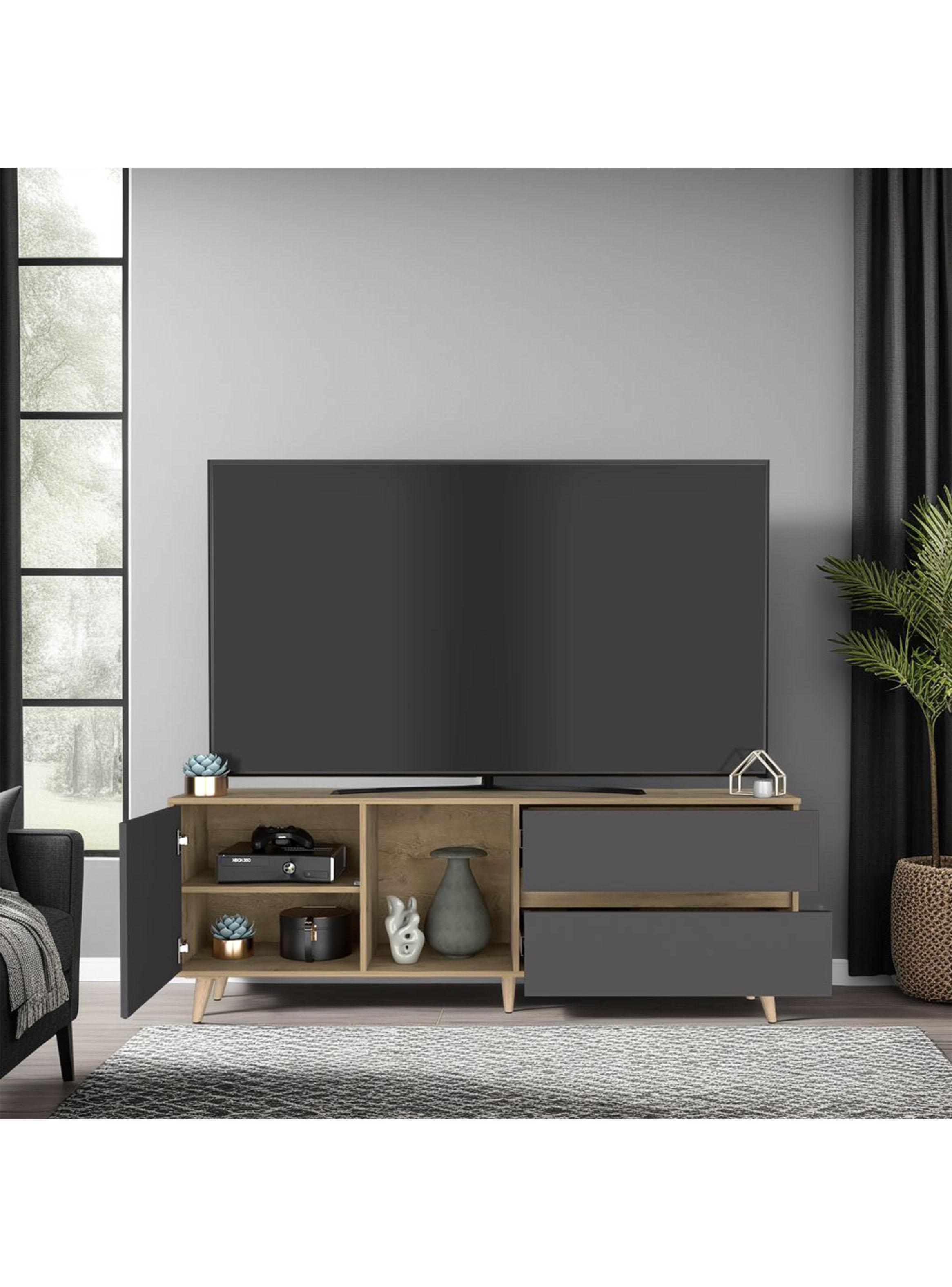 Rack de Tv 65'' Salem Macadamia y Plomo 58.4x158.4x38 cm-4