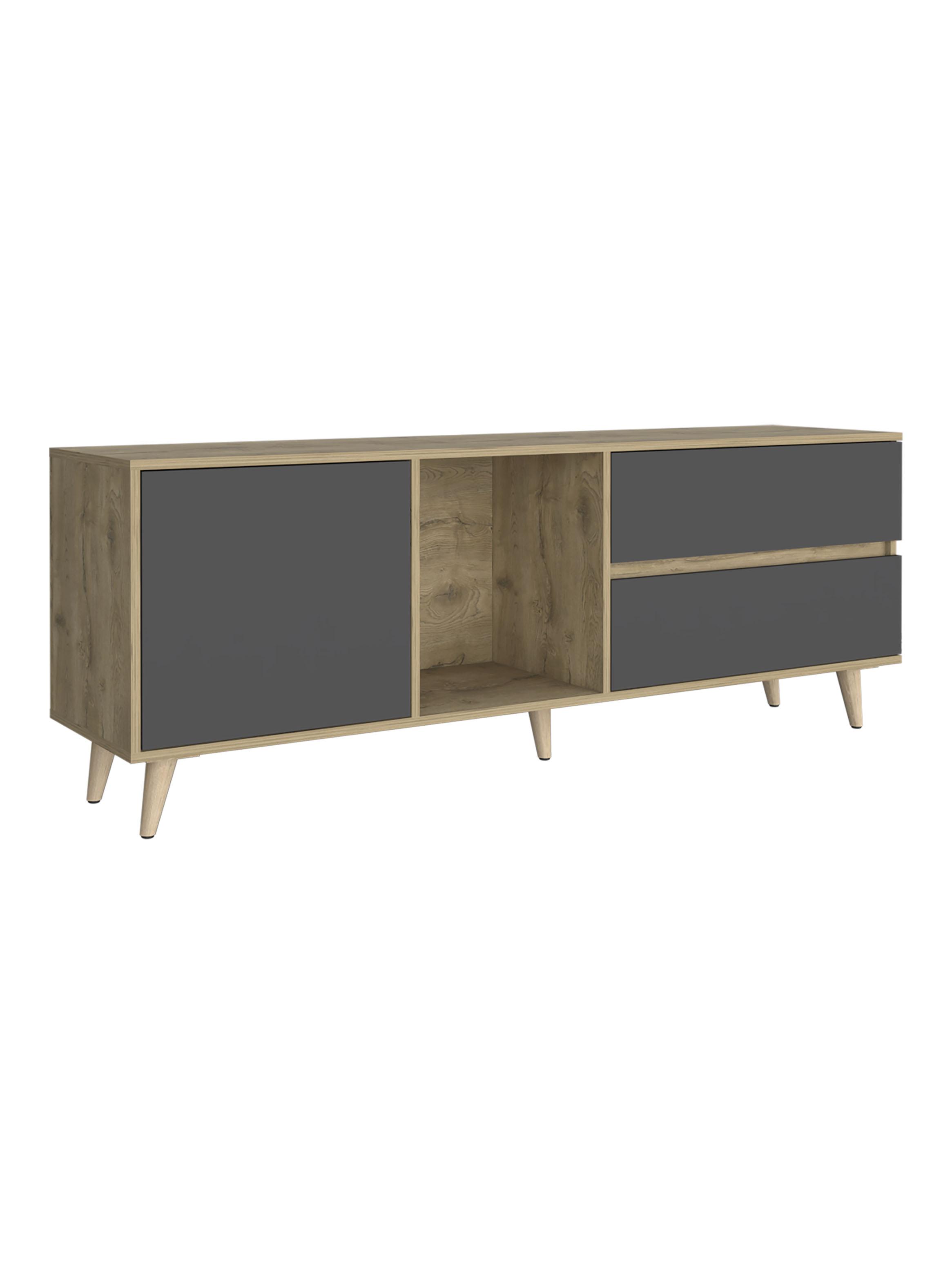 Rack de Tv 65'' Salem Macadamia y Plomo 58.4x158.4x38 cm-2