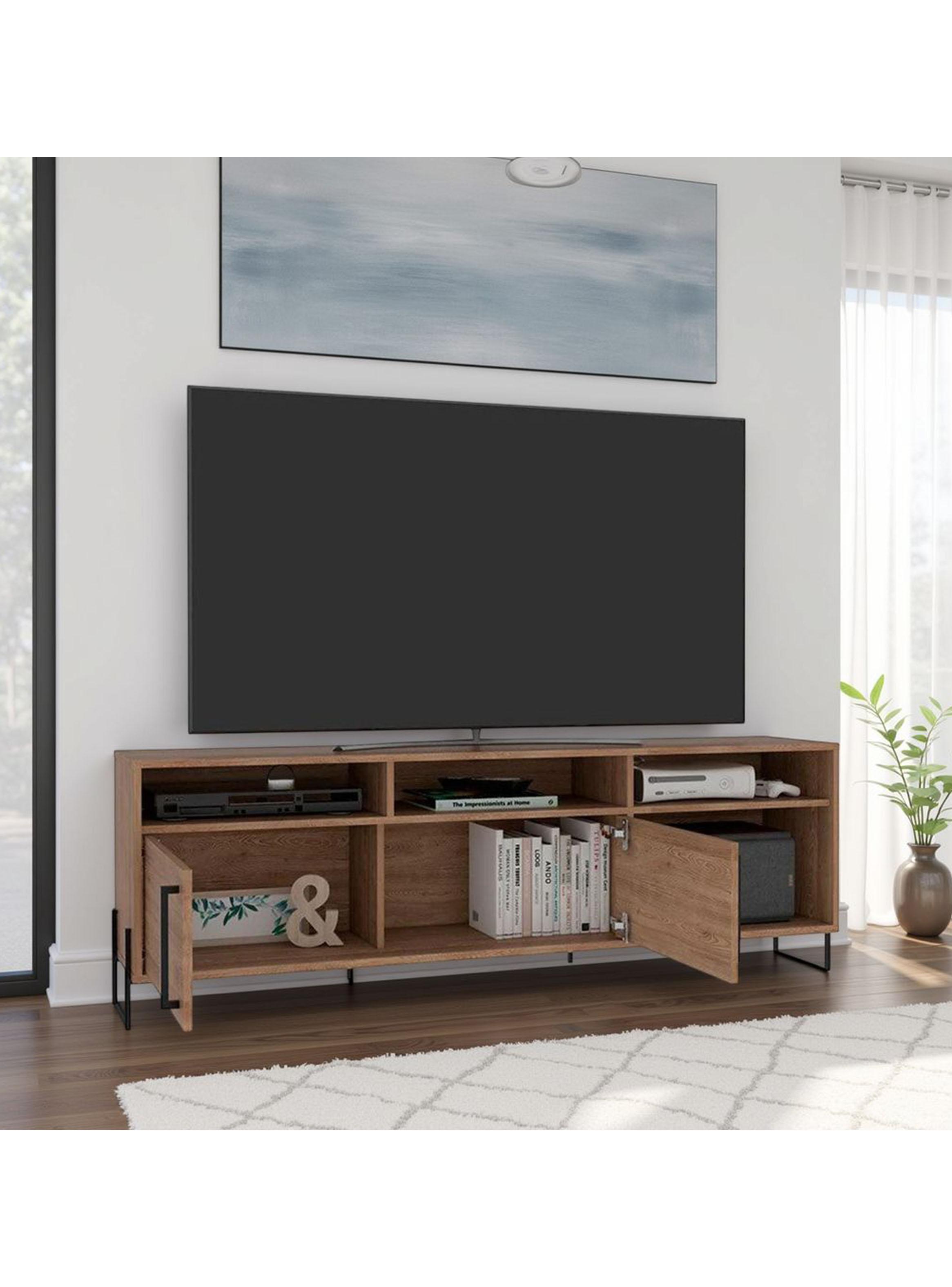 Rack de Tv 70'' Karev 2 Puertas Miel 53.4x158.5x34.6 cm-4