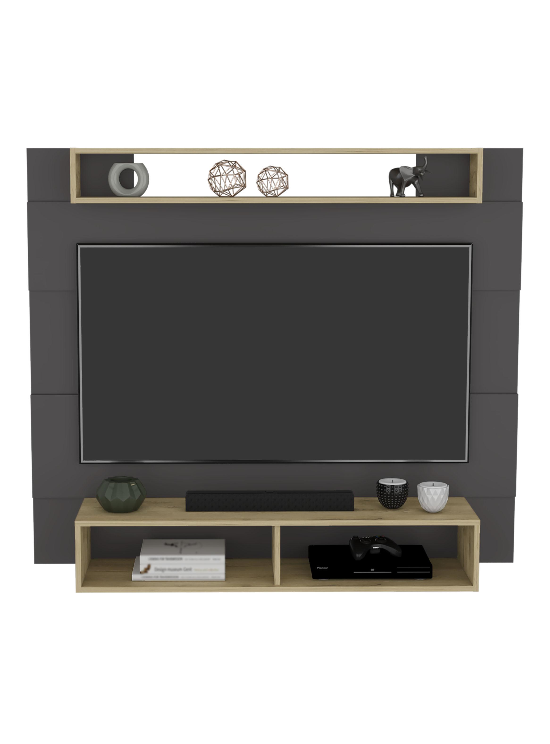 Panel Tv 65'' Charlotte Plomo y Macadamia 120x140x31.5 cm-3