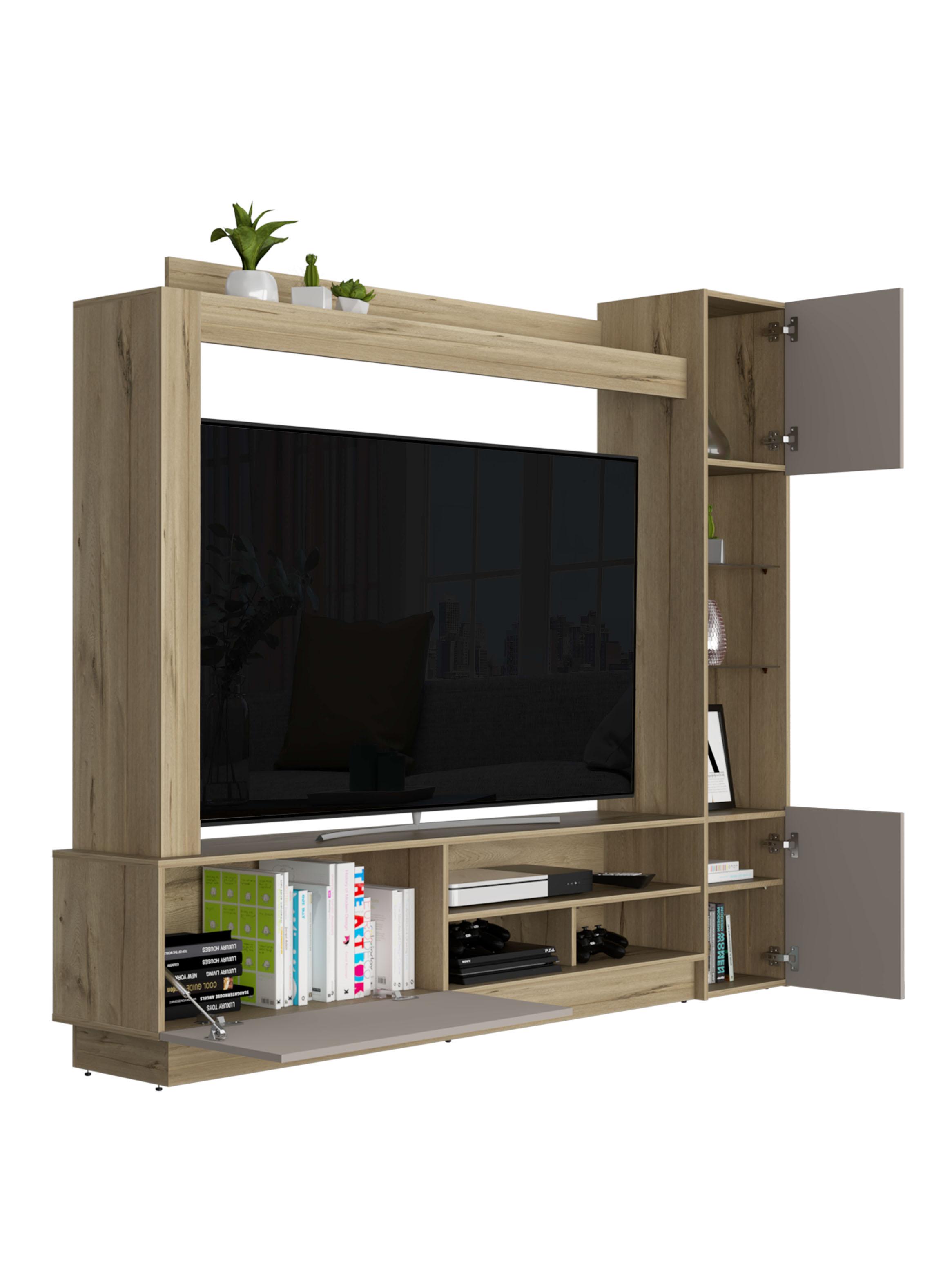 Estante Tv 65'' Nizza Duna y Taupe 175.8x204.4x36.5 cm-3