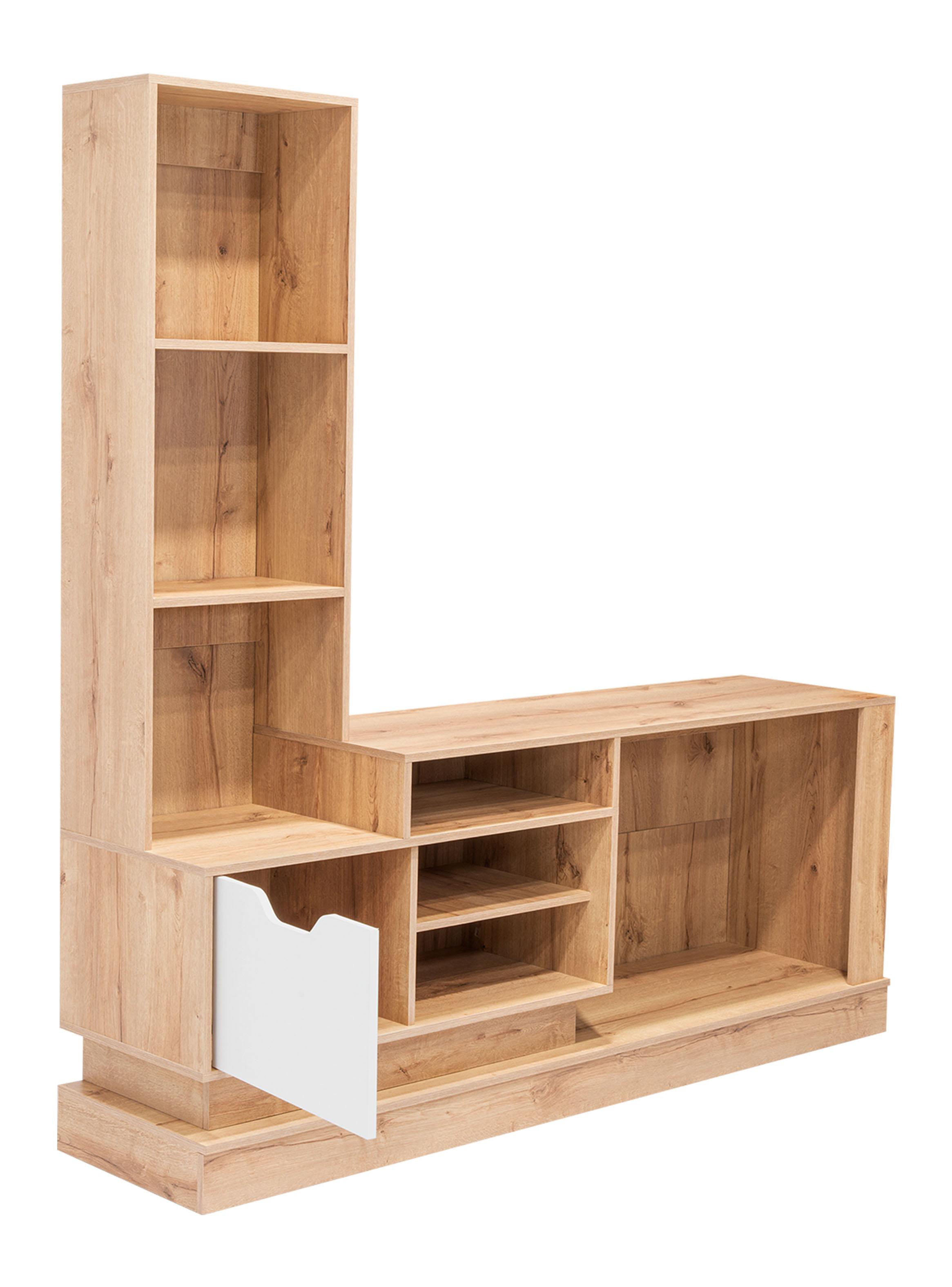 Estante Tv 55'' Blake 1 Puerta Duna y Blanco 181.4X177.7X43.1-2