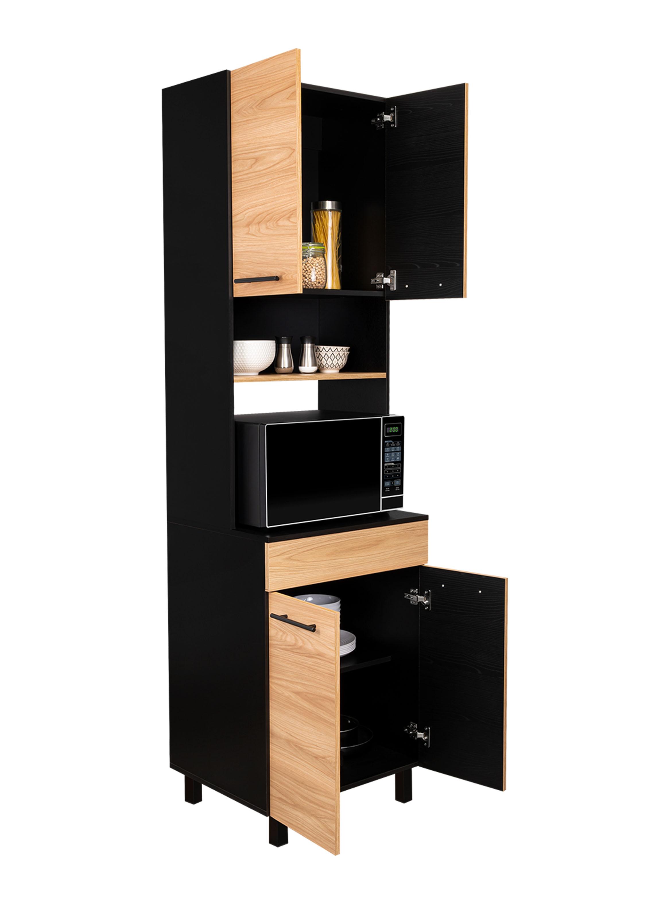 Mueble de Cocina para Microondas Luna Wengue y Fresno 210x60x49.1 cm-3