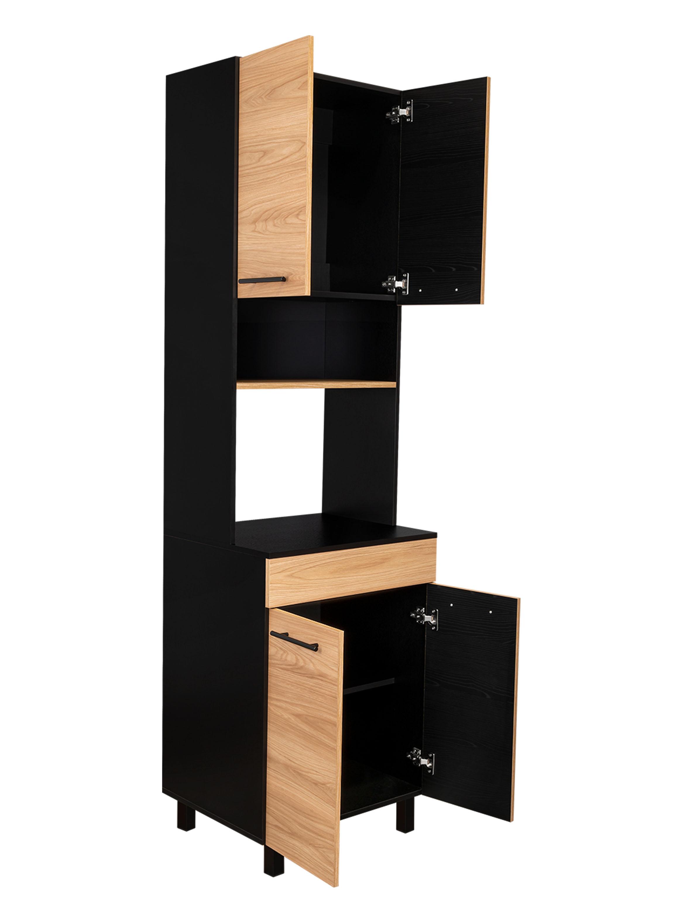 Mueble de Cocina para Microondas Luna Wengue y Fresno 210x60x49.1 cm-2