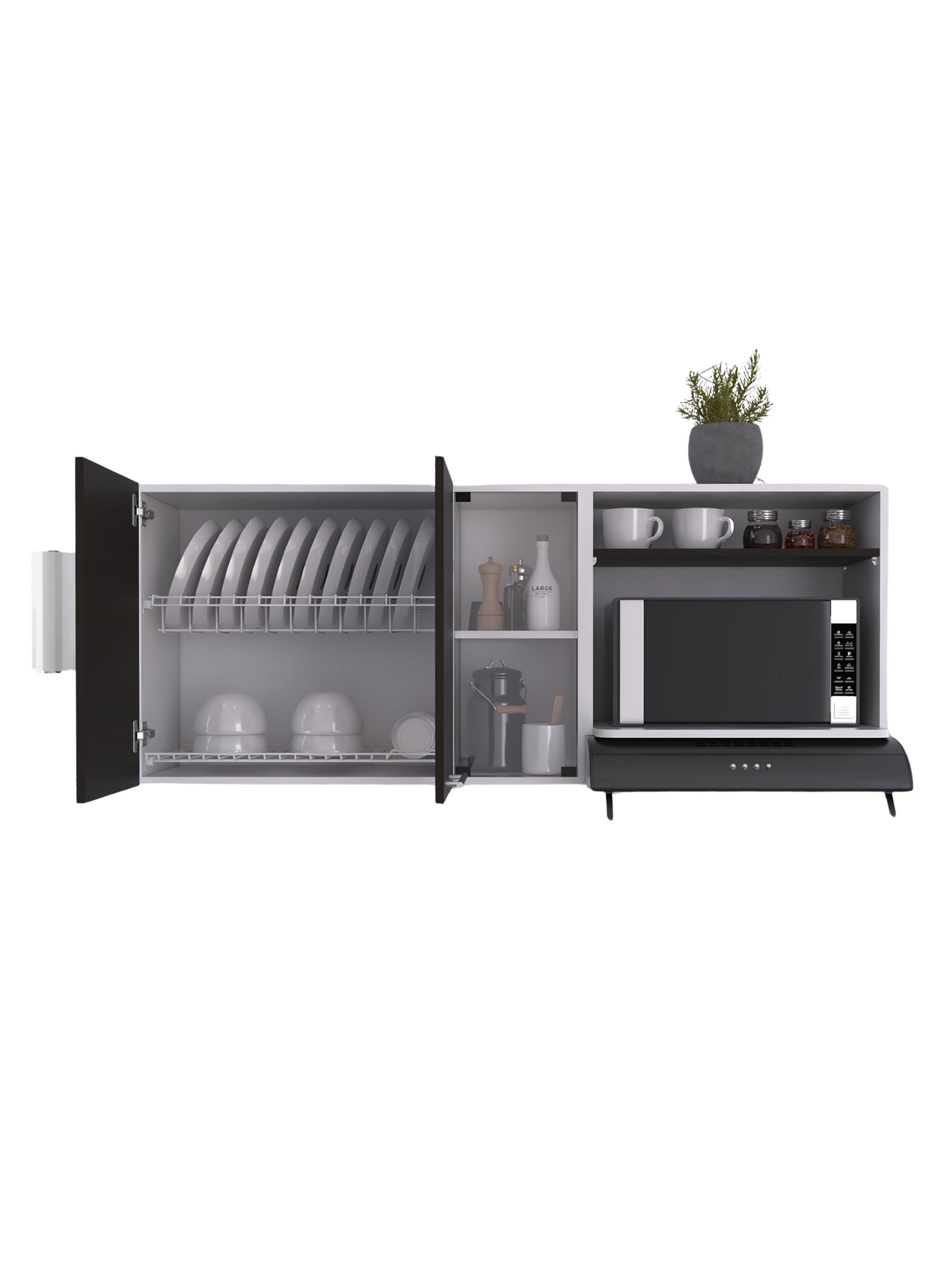 Mueble de Cocina Mural Gina 60.2x150x40 cm Blanco y Wengue-3