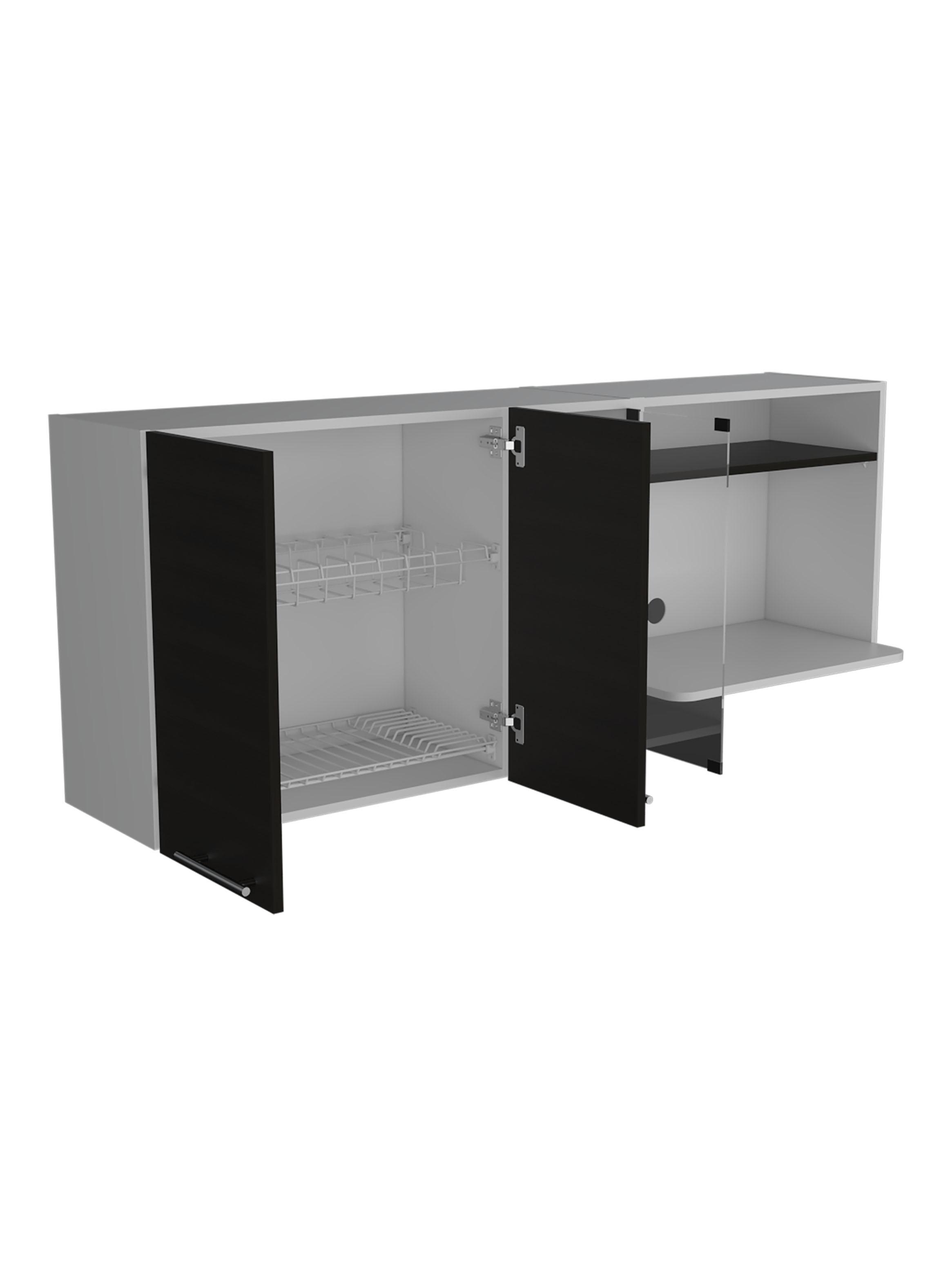 Mueble de Cocina Mural Gina 60.2x150x40 cm Blanco y Wengue-2