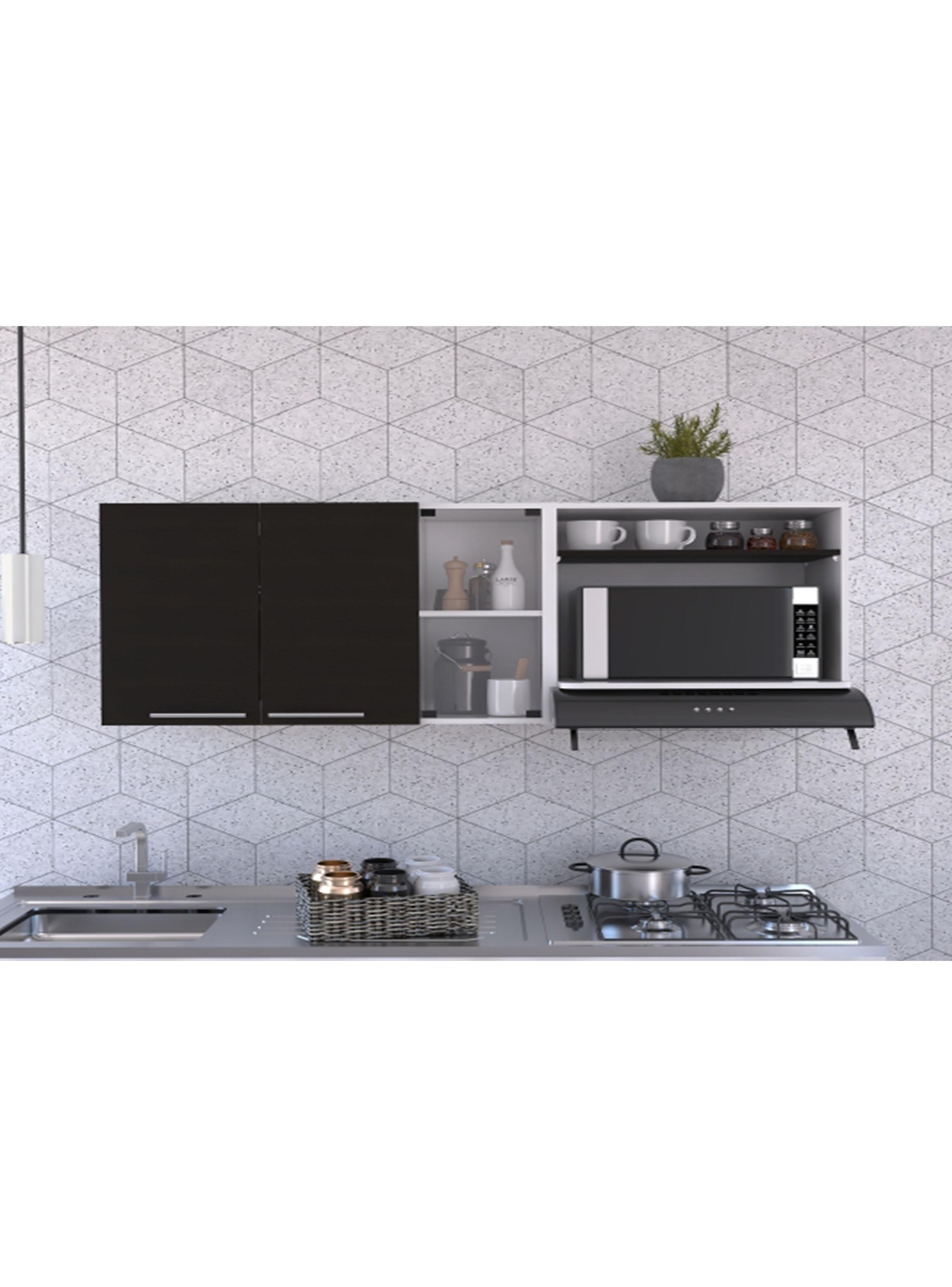 Mueble de Cocina Mural Gina 60.2x150x40 cm Blanco y Wengue-4