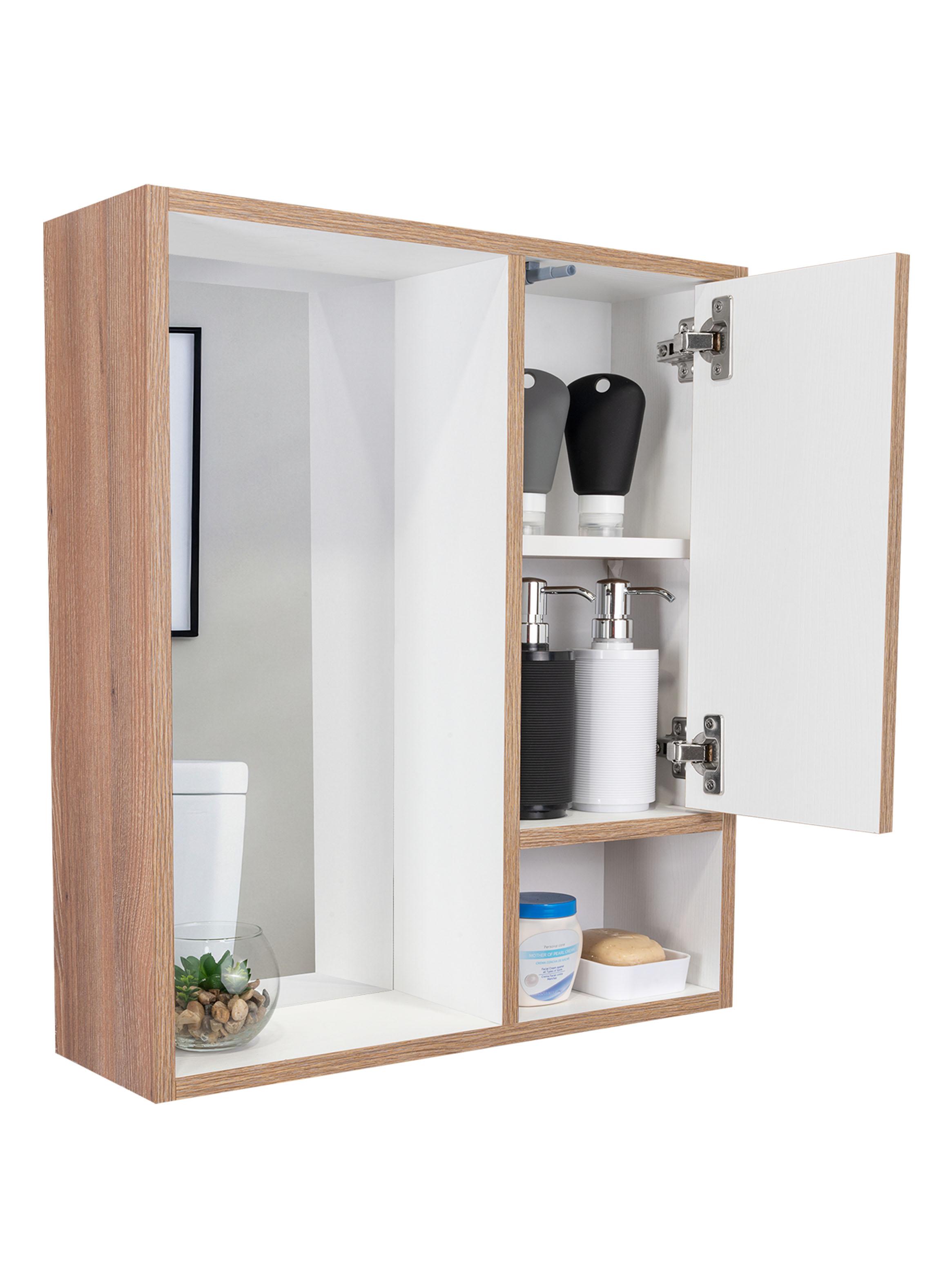 Botiquin para Baño 59.1x51.5x16.5 cm Vis con Espejo Miel y Blanco-3