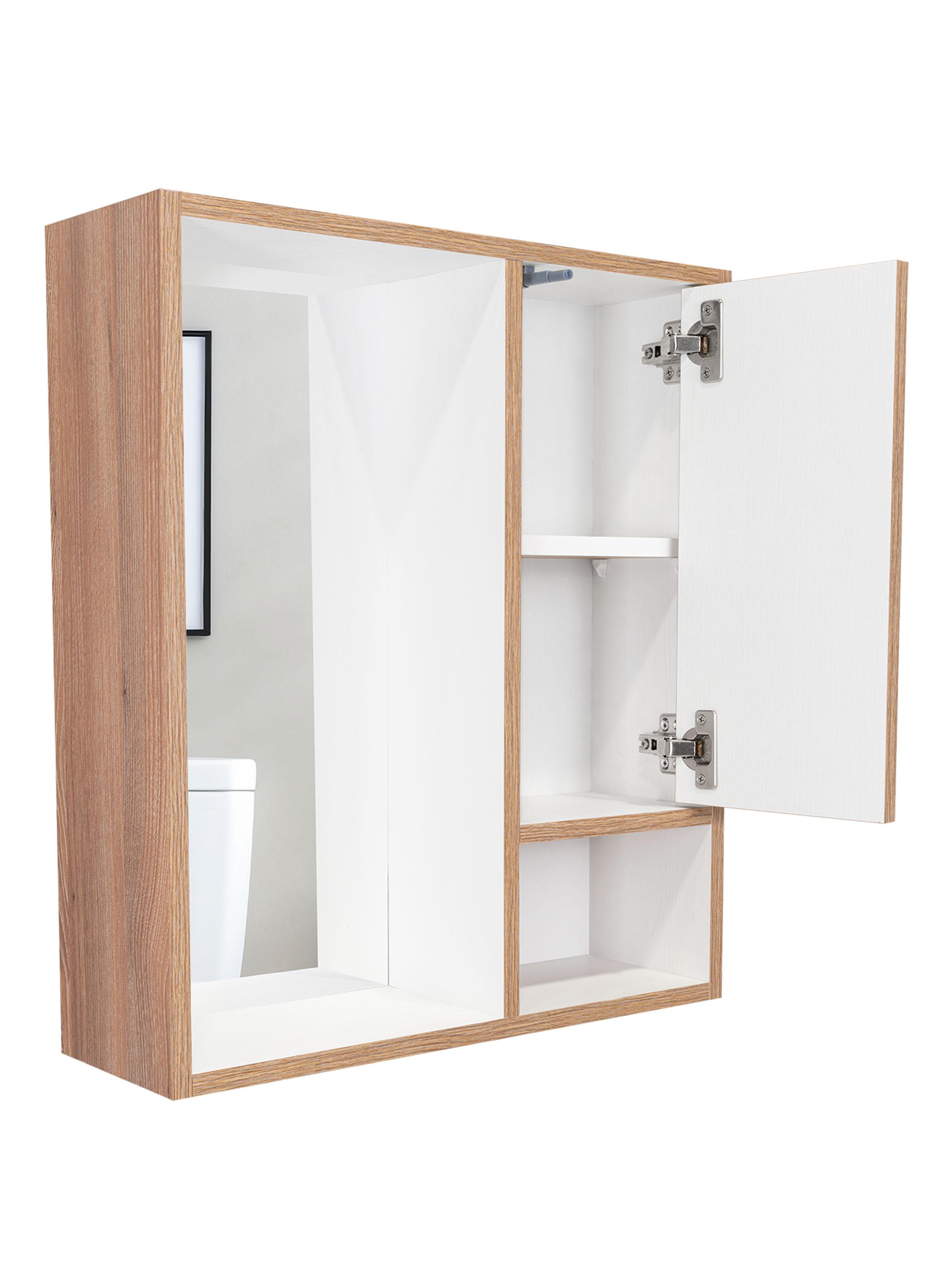Botiquin para Baño 59.1x51.5x16.5 cm Vis con Espejo Miel y Blanco-2