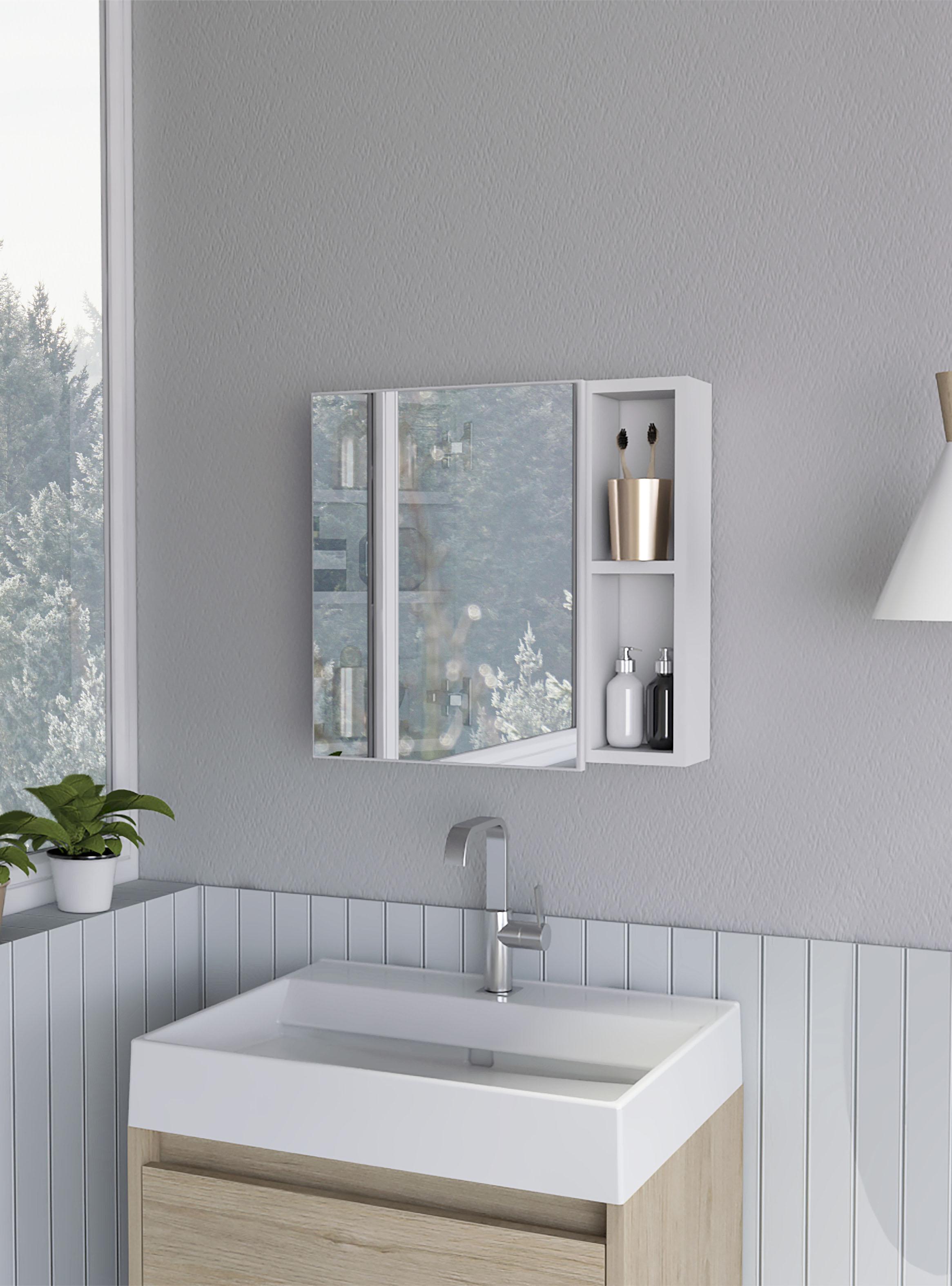 Botiquin para Baño Omari 47.3x50x12.2 cm Blanco con Espejo-4