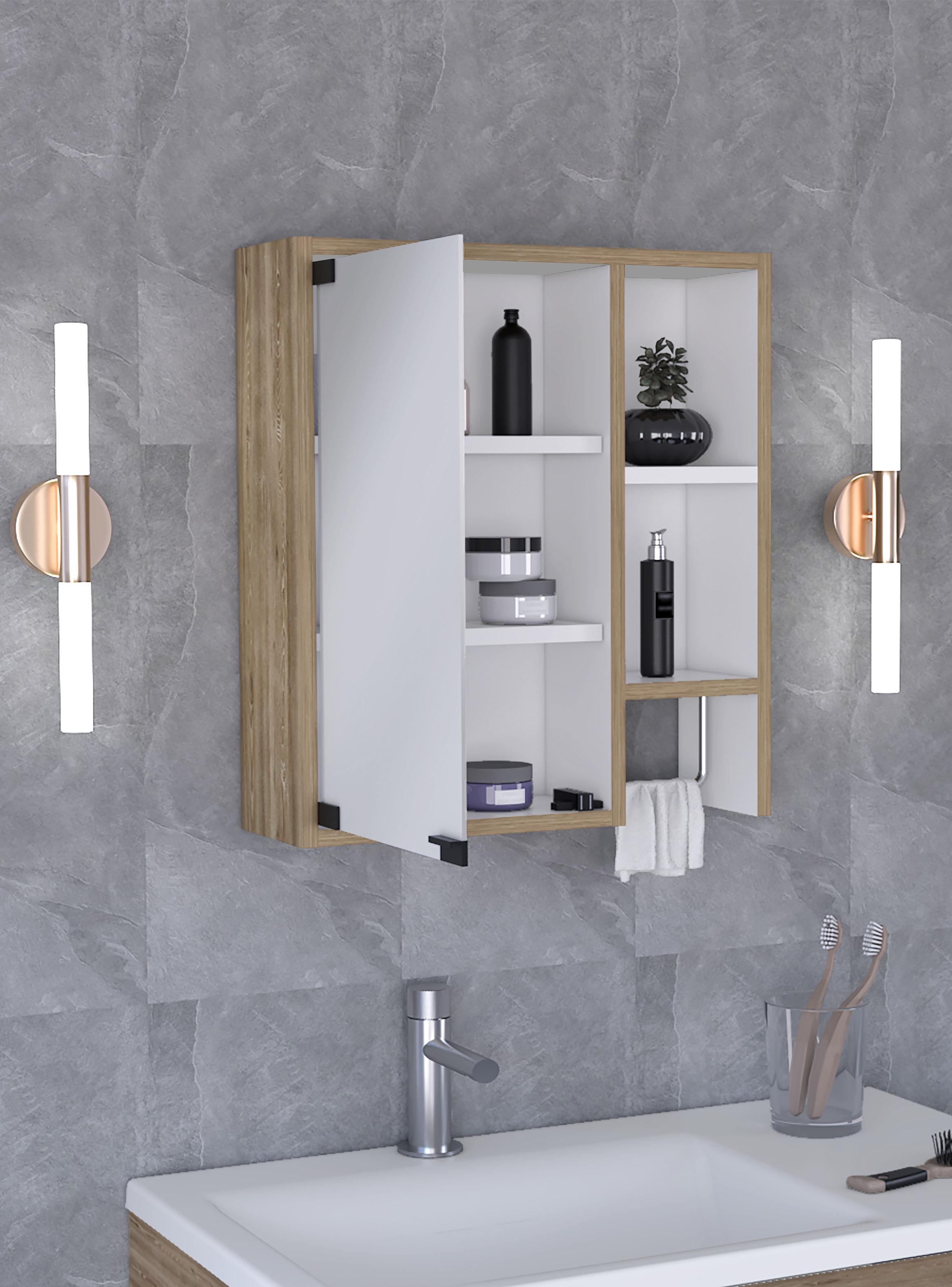 Botiquin para Baño Martinica 52.2x47.2x14.6 cm Miel y Blanco con Espejo-4