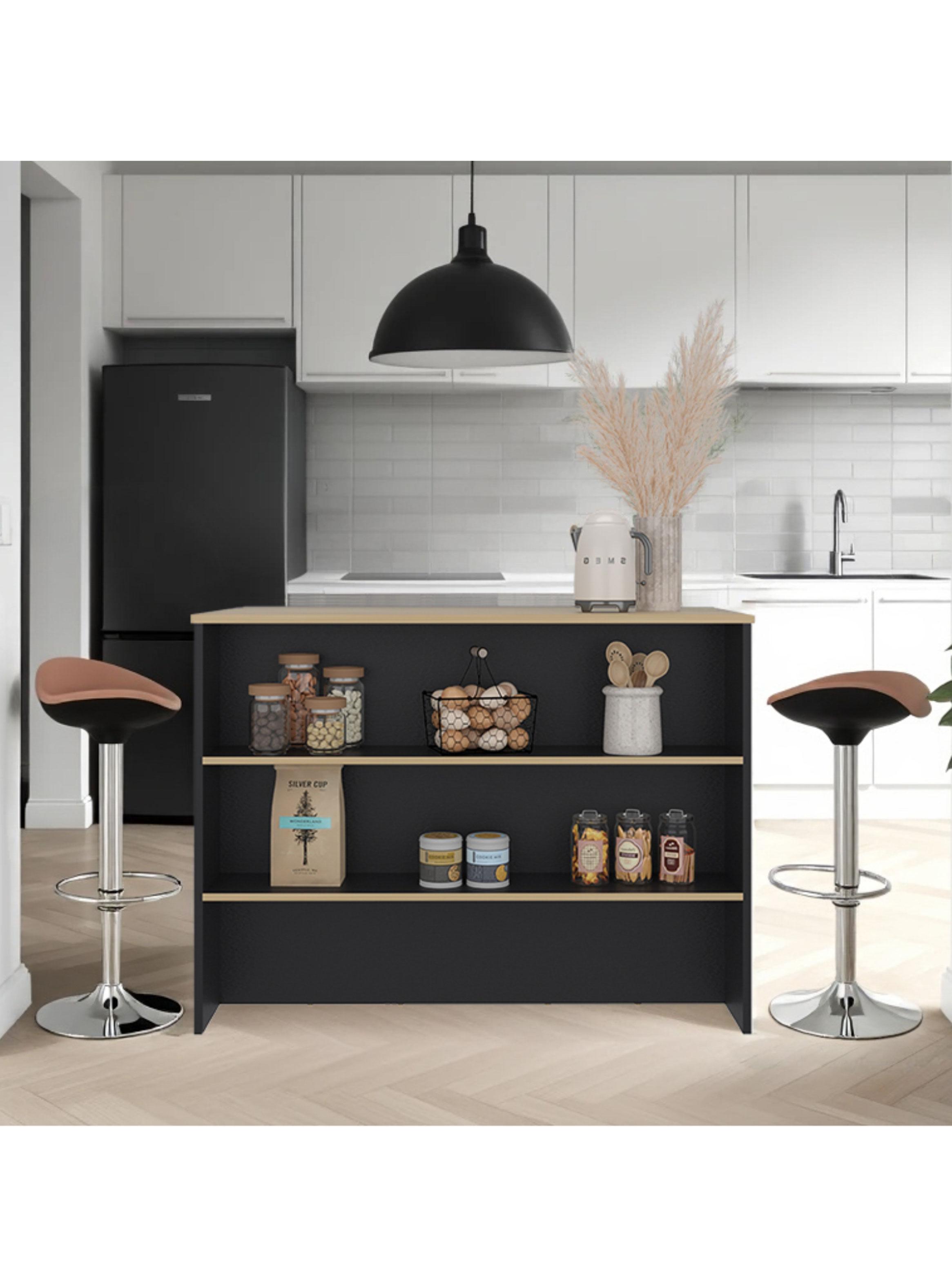 Isla de Cocina Fendi 90X120X60 Wengue y Fresno Europeo-4