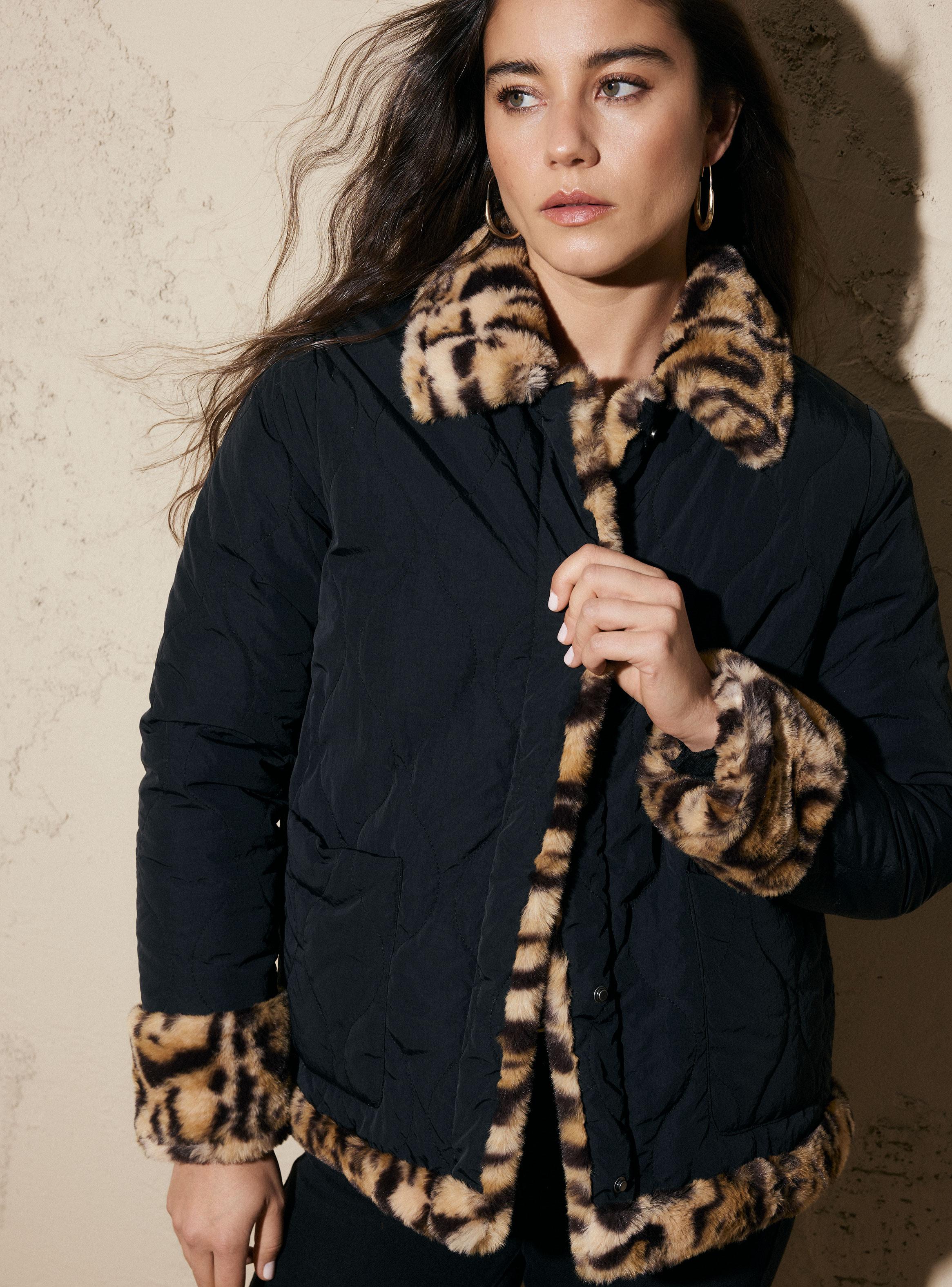 Parka Reversible con Piel Falsa y Cuello de Cuero-2