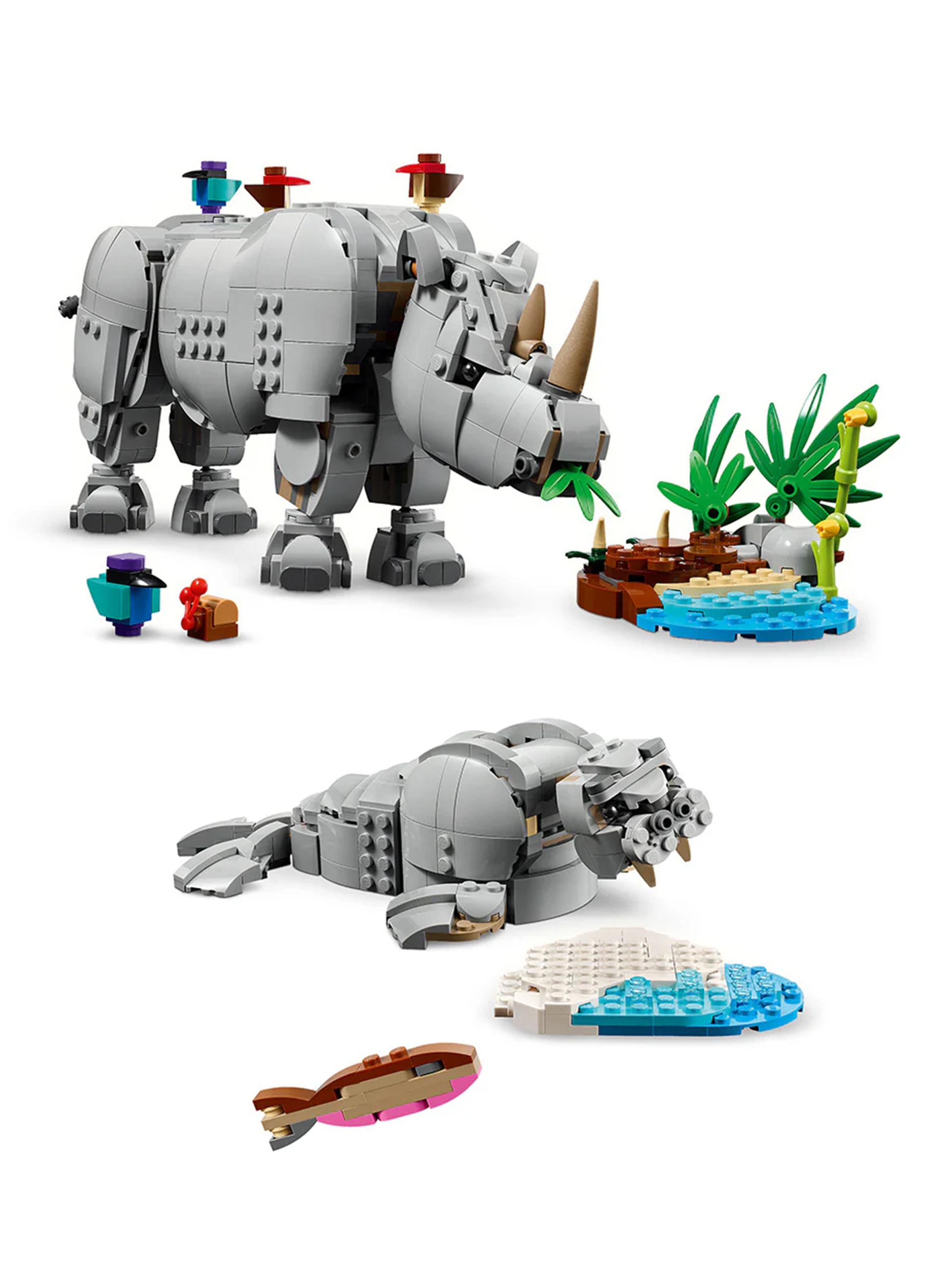 Lego Fauna Salvaje: Poderoso Rinoceronte con Pájaros Creator-2